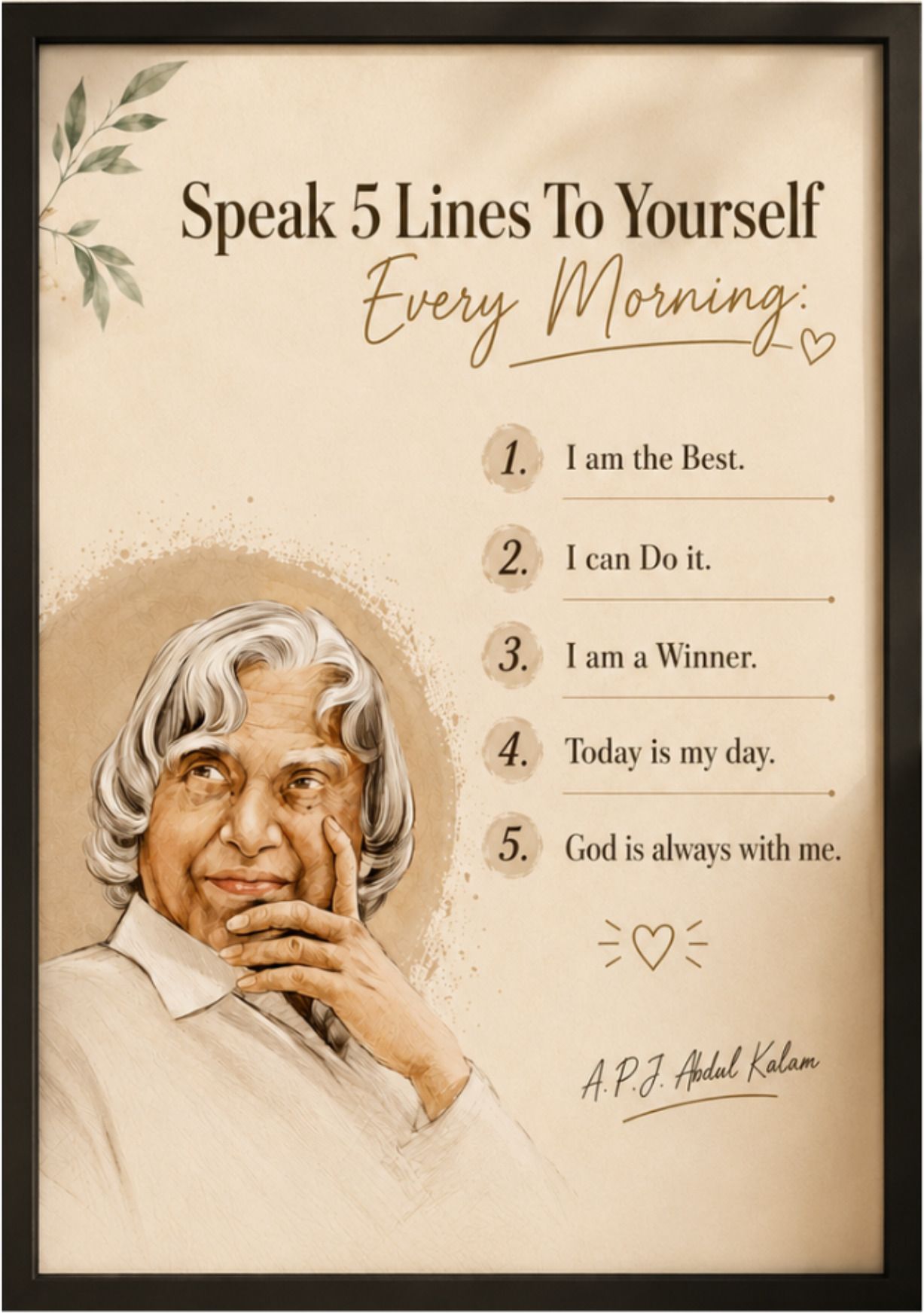 APJ Abdul Kalam Motivational Wall Frame | Inspirational Quote Painting With Frame | HD Quality Wall Painting for Home & Office Decor | Motivational Photo Frame 14x10 Inch Fine Art Print-image-47