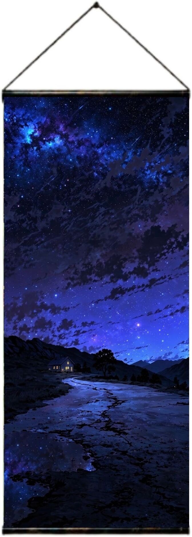 SELMIRA Night Sky Landscape Wall Hanging Scroll Poster, | Milky Way Print, Vertical Scroll, Wall Art Decor, Blue & Purple Hues, NIGHT SKY 3D Poster-image-17