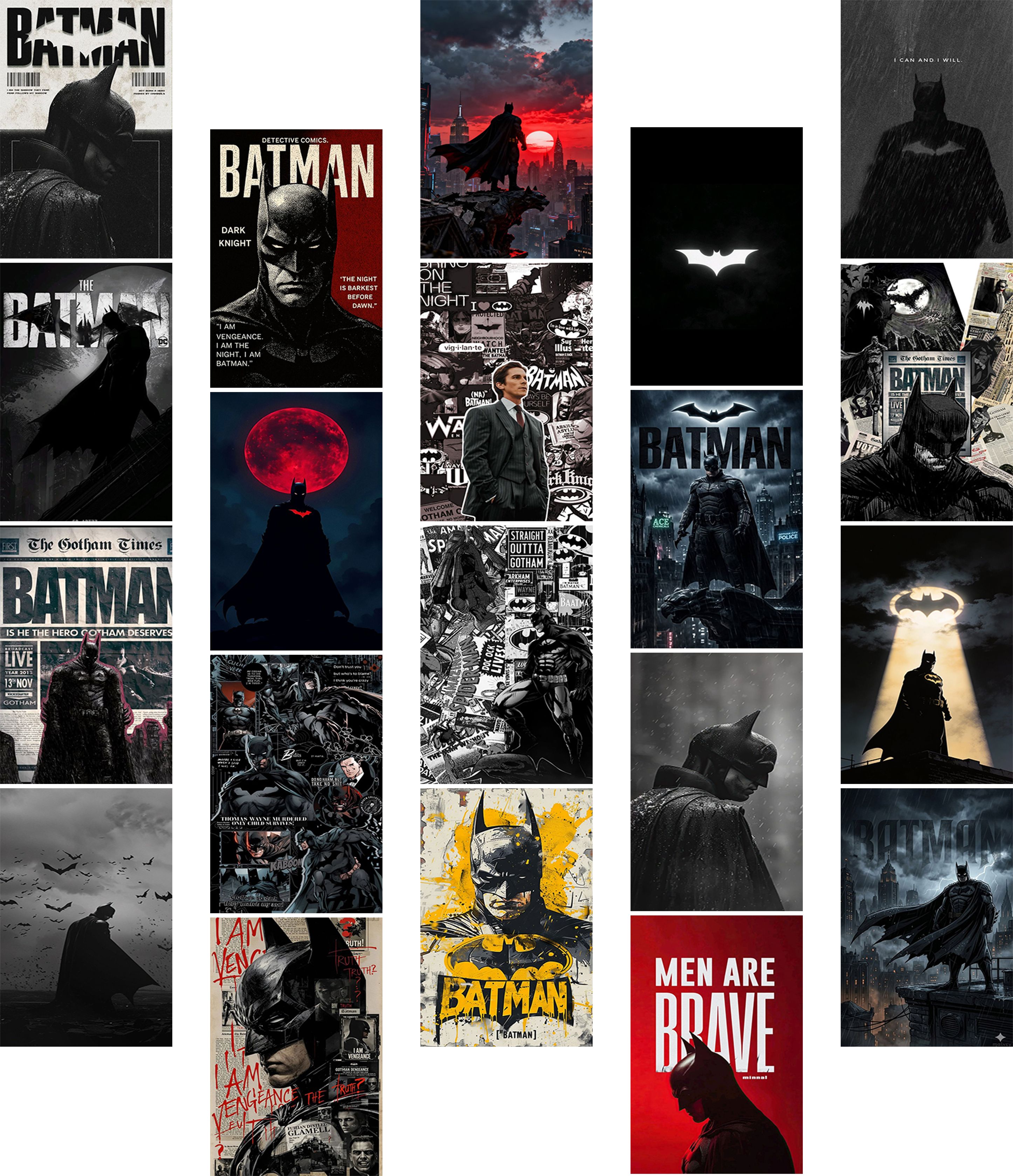 Batman Poster Set of 20 (4x6 Inch) | Superhero Aesthetic Wall Art Prints | DC-Inspired Room Decor for Bedroom, Desk & Gallery Wall Paper Print-image-1