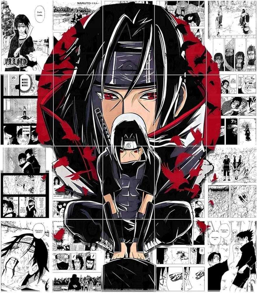 Set of 12 Manga Style A3 Panels for Wall Art (119 cm X 105 cm) Hd Quality - Illustration for Anime Fans - Multicolor (Itachi Manga Panel) Paper Print-image-2