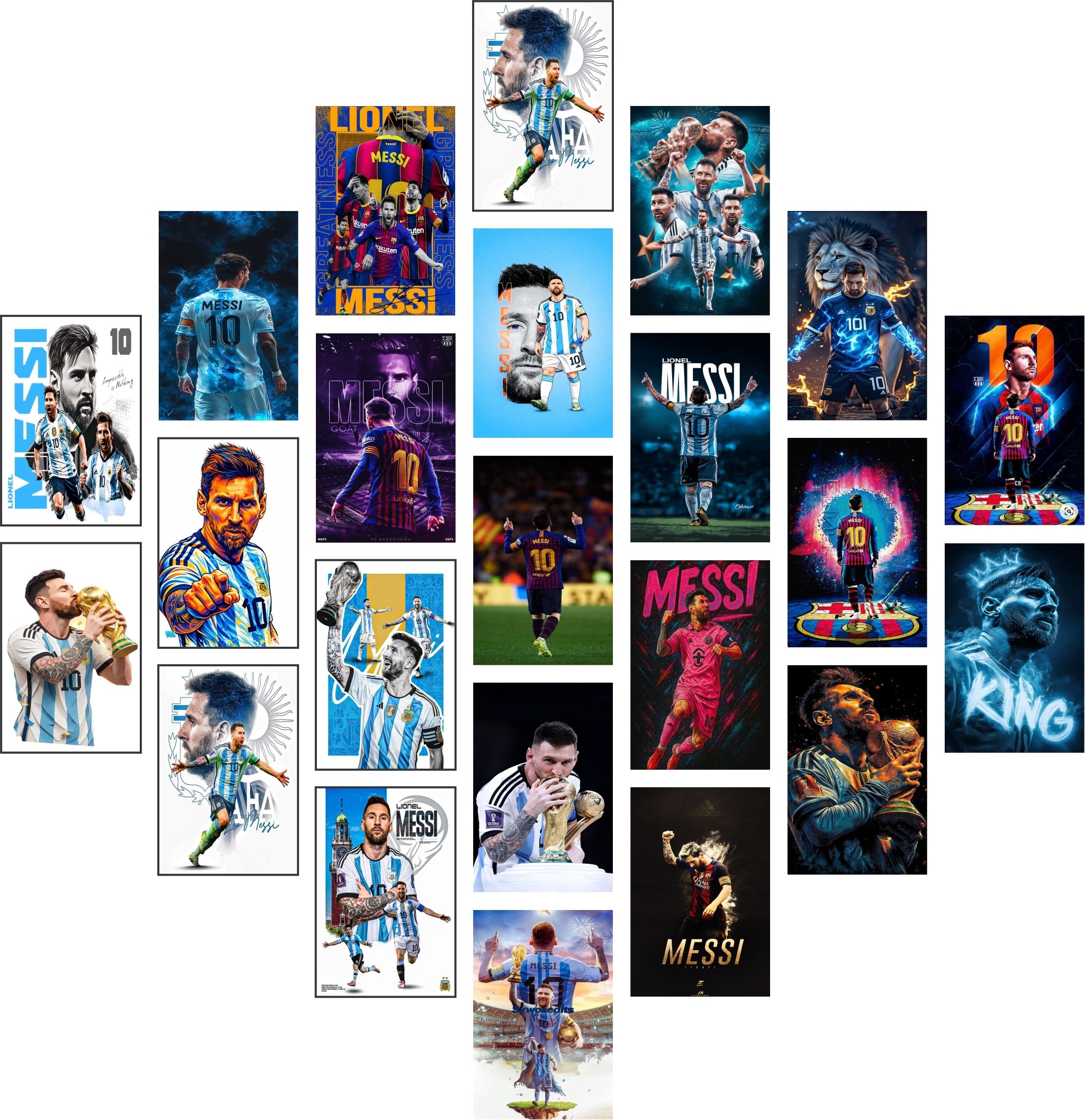 Pack of 23 Messi Wall Collage Kit Posters | Posters for Wall Decoration | Wall Art For Bedroom, Office, Living room, (6 inch X 4 inch) Vinyl-image-45