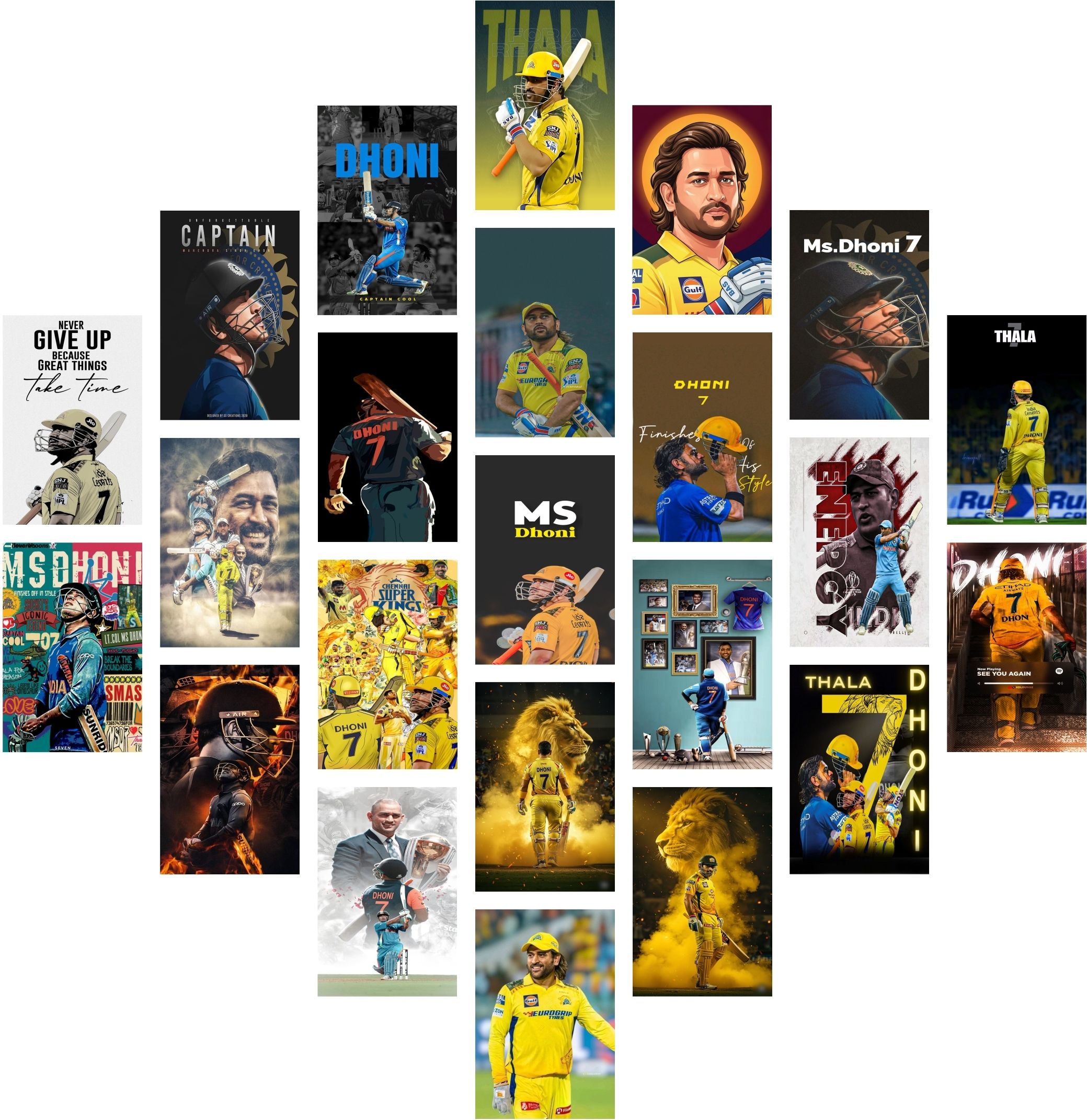 Pack of 23 MS Dhoni Wall Collage Kit Posters | Posters for Wall Decoration | Wall Art For Bedroom, Office, Living room, (6 inch X 4 inch) Vinyl-image-39
