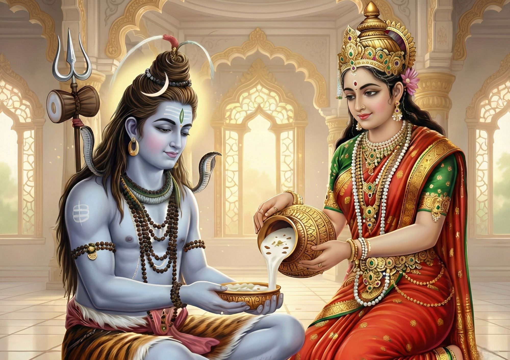 Annapurna Mata & Lord Shiva Premium Glossy A4 Wall Sticker | HD Spiritual God Photo Poster for Home, Temple & Pooja Room Decor (21 x 29.7 cm) Vinyl-image-29