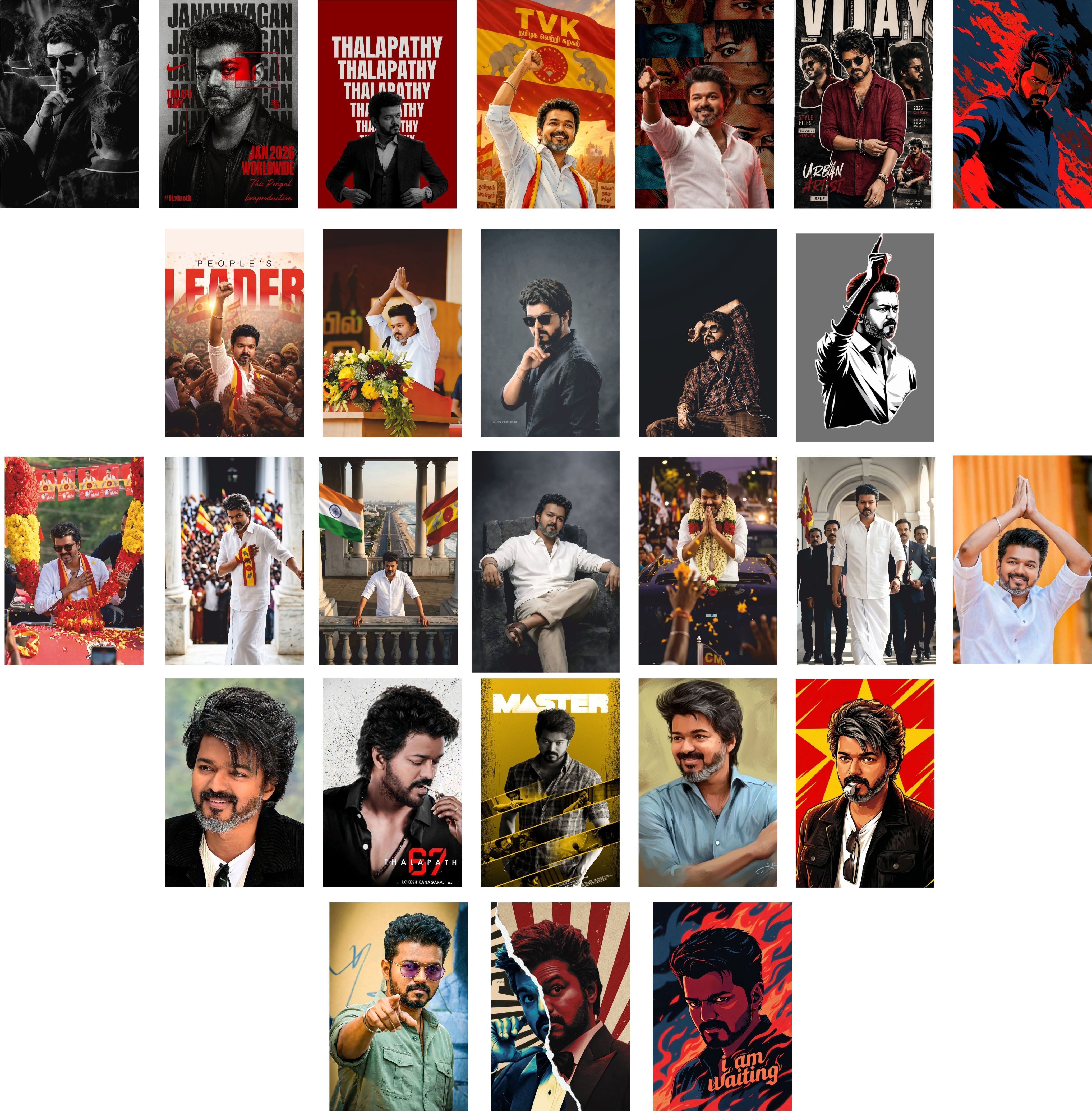 Bhopal colour, Pack of 27 Thalapathy Vijay HD Wall Collage Kit Fan-Made Poster Set for Bedroom, Office & Dorm Room Décor Premium Photographic Paper Prints 6x4 inch Perfect Birthday Gift for Vijay Fans Pape Print (5.9 inch X 3.9 inch, envelope pakaging) Paper Print-image-30