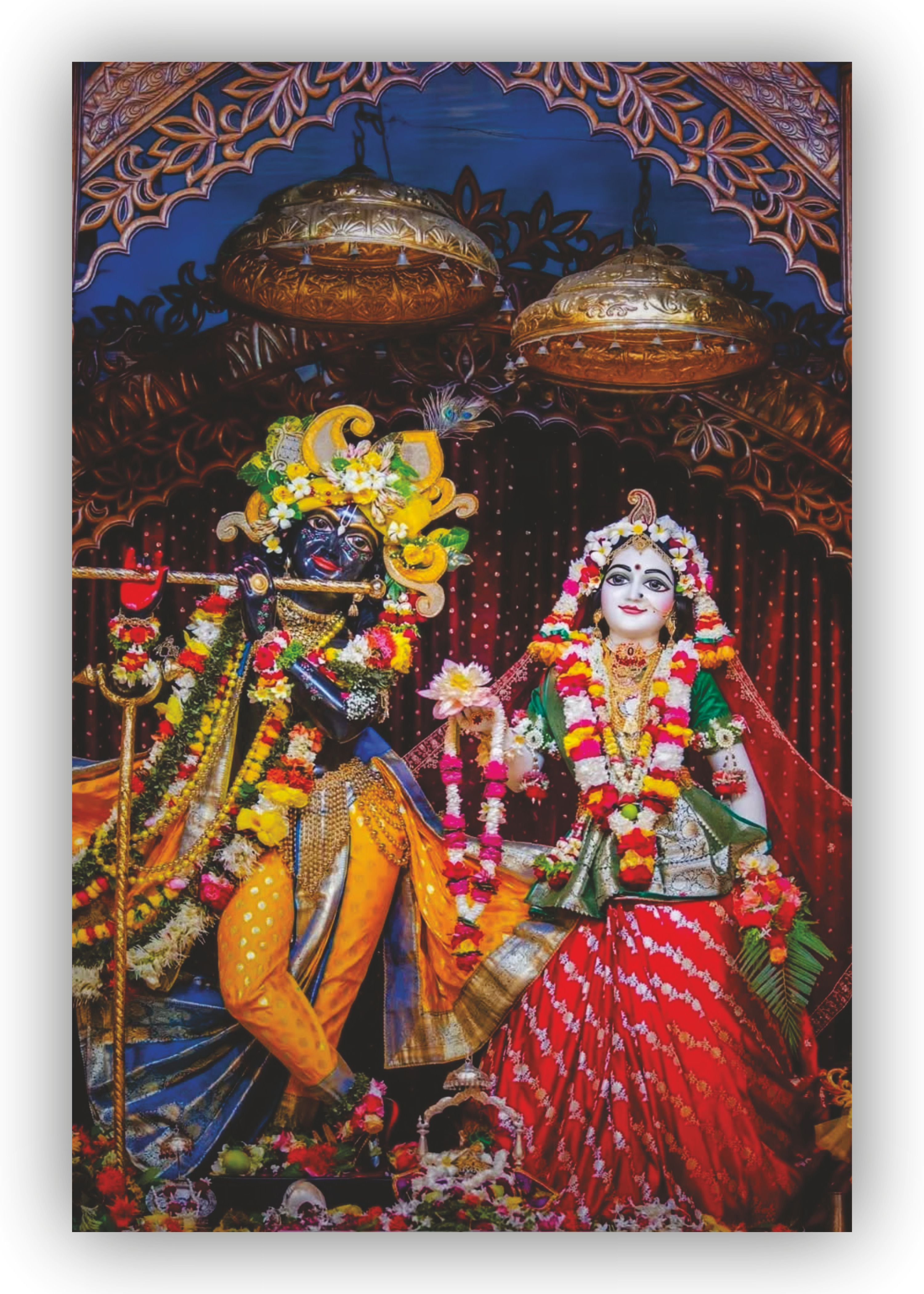 '' Iskcon Radha Krishna '' with Double Sided Tape, Unframed, Home Decor | HD Poster Bed Room & Kids Room Wall Decoration Poster 300 GSM Photographic Paper (12 inches X 18 inches, Rolled in Safety tube) Pack of 1 Photographic Paper-image-40