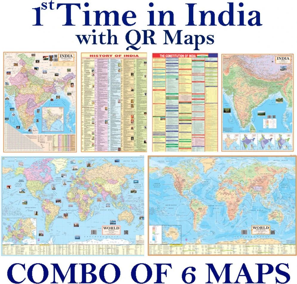 smartbookspublishers (COMBO OF 6 MAPS/CHARTS) INDIAN Constitution Map & History of India Map With India & World Map (Both Political & Physical)| Set Of 6| Map Size (40 * 28) (23 * 36)|Paper Mint| Best Useful for UPSC, SSC, IES and other Competitive Exams. (All English Maps) Paper Print-picture-36