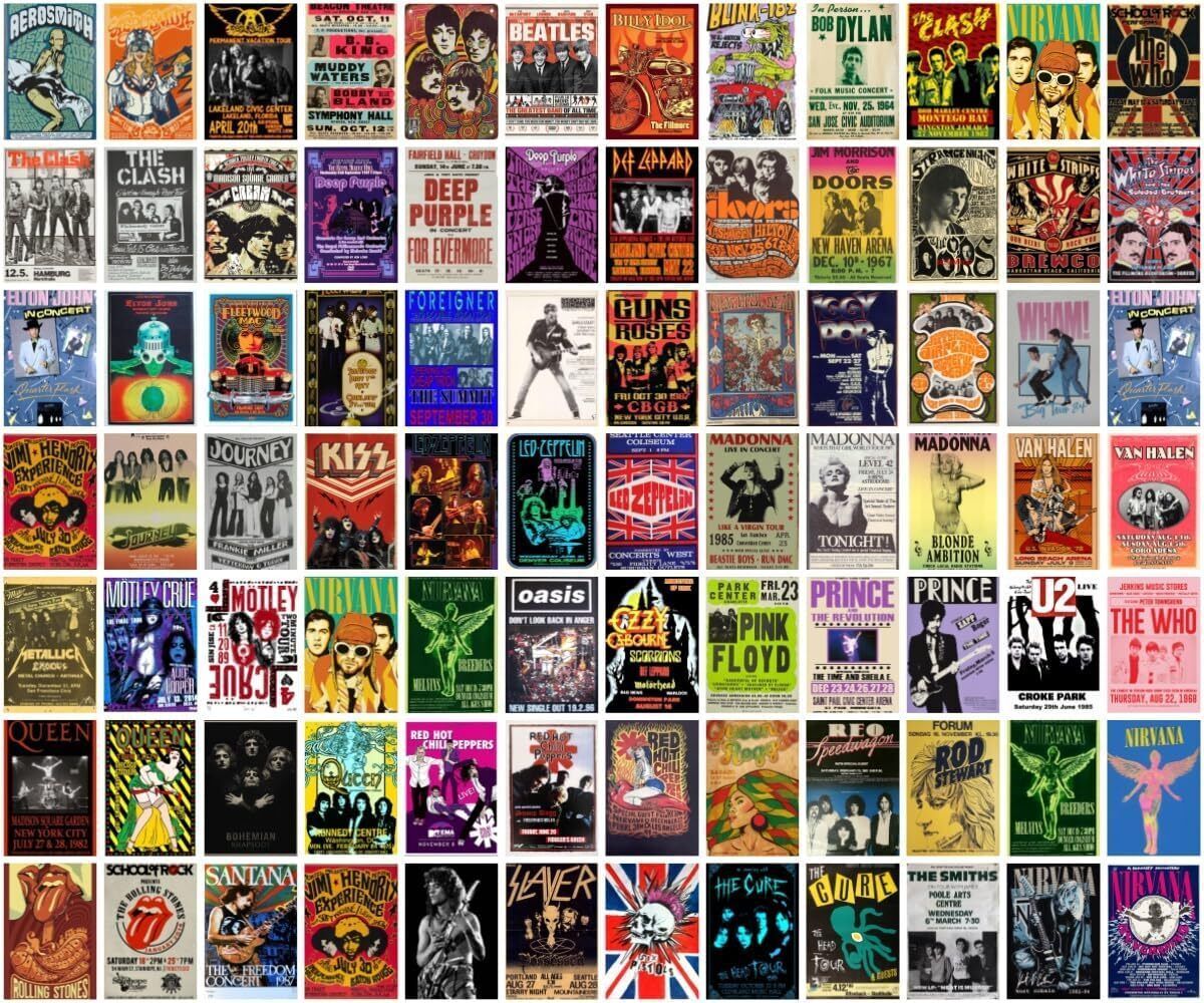 80Pcs Vintage Rock Band 4x 6 inch Posters for Room Aesthetic, 70s 80s 90s Retro Music Room Wall Bedroom Decor Wall Art, Vintage Rock Band Music Concert Poster Wall Collage Fine Art Print-image-32