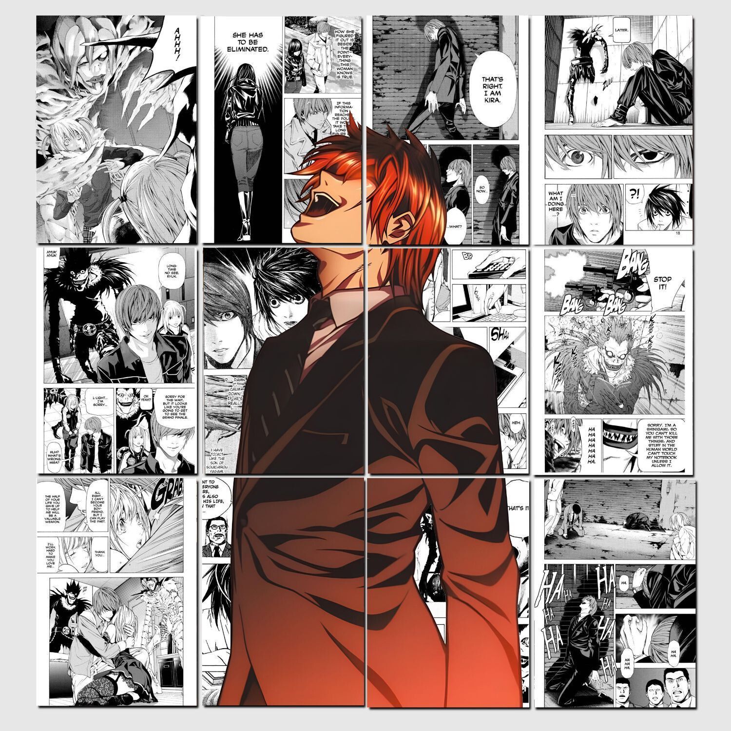 Set of 12 Light Yagami manga kit wall decor 300 GSM hard poster Death Note posters Paper Print (11.7 inch X 8.3 inch) Photographic Paper Photographic Paper