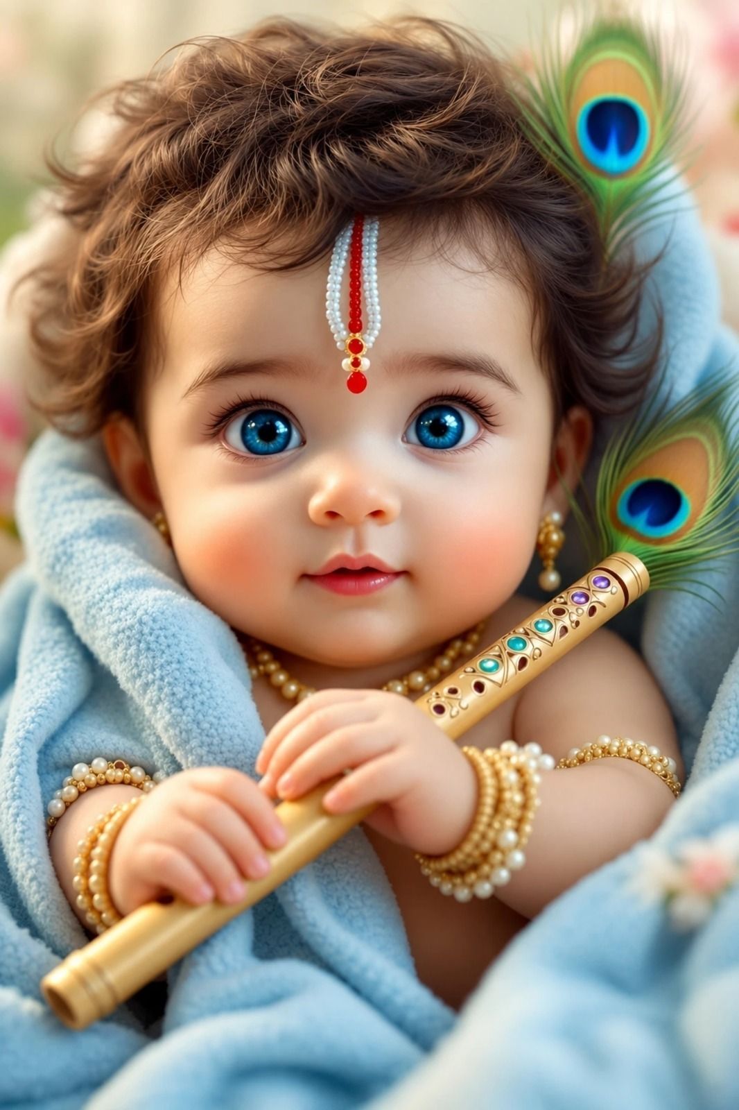 Little Krishna Cutest Bal Gopal A3 Unframed Poster | Cute Laddu Gopal Wall Art for Home Decor, Puja Room, Living Room, Kids Bedroom | Vibrant Colors Digital Print Paper (12X18 Inches) Paper Print-image-7