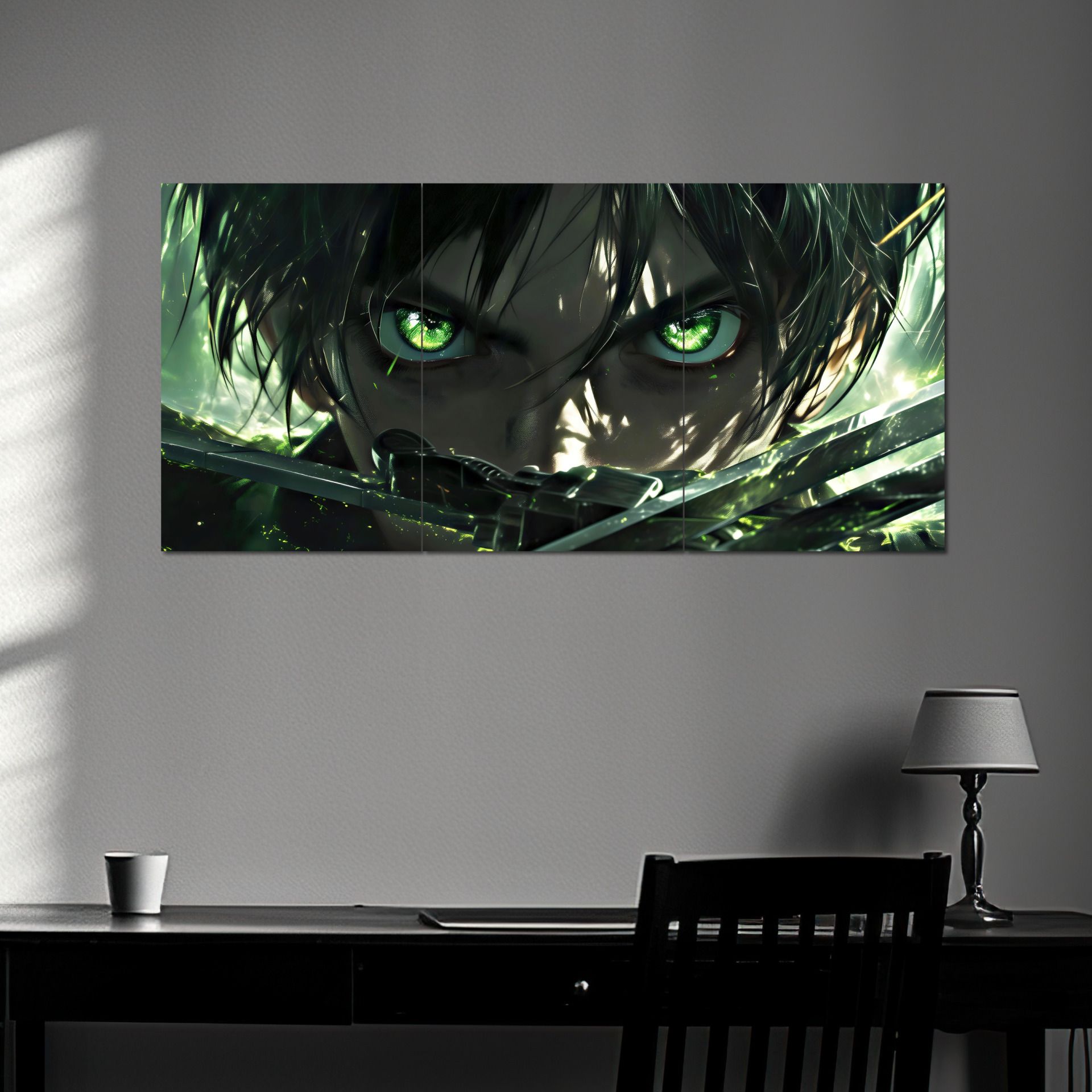 Eren AOT Anime split design printed poster set of 3 Photographic Paper-image-27