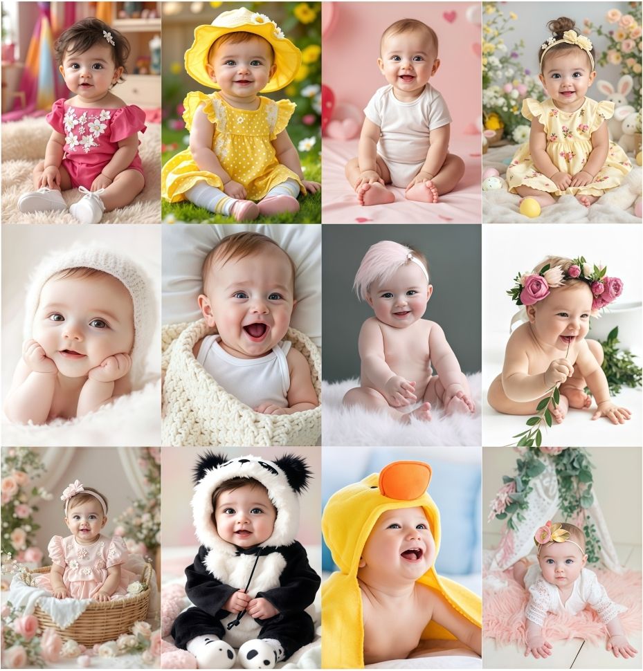 Cute Baby Poster Set of 12 | Smiling | Poster for Pregnant Women | HD Baby Wall Room decor |A4 Size | Glossy Finish | 300 GSM Premium Paper for Wall Décor Poster (11.69 inch X 8.27 inch, Rolled) Paper Print-image-11