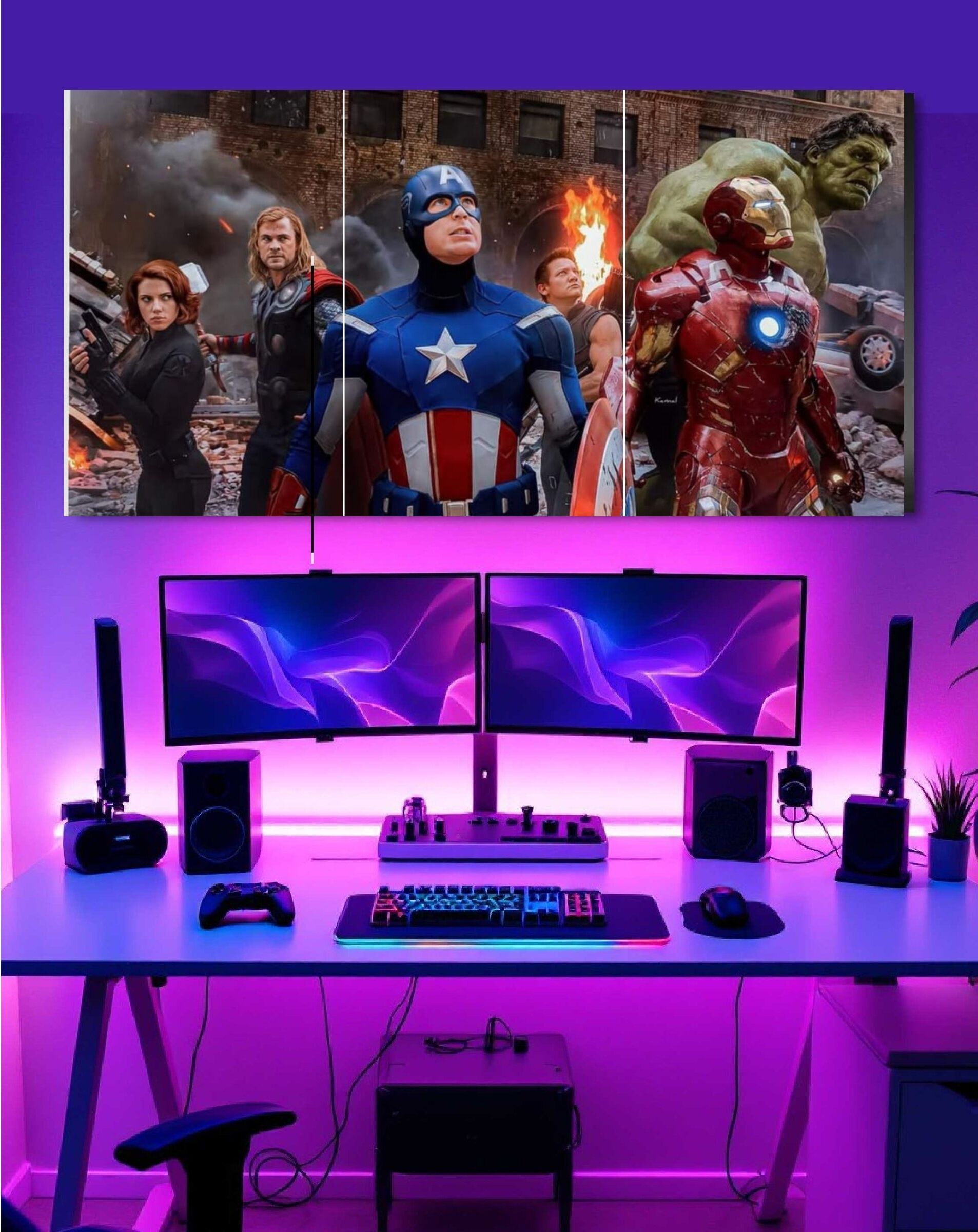 Iron Man, Captain America, Thor, Hulk, and Black Widow Aesthetic 3pc split poster for home decor Photographic Paper-image-27