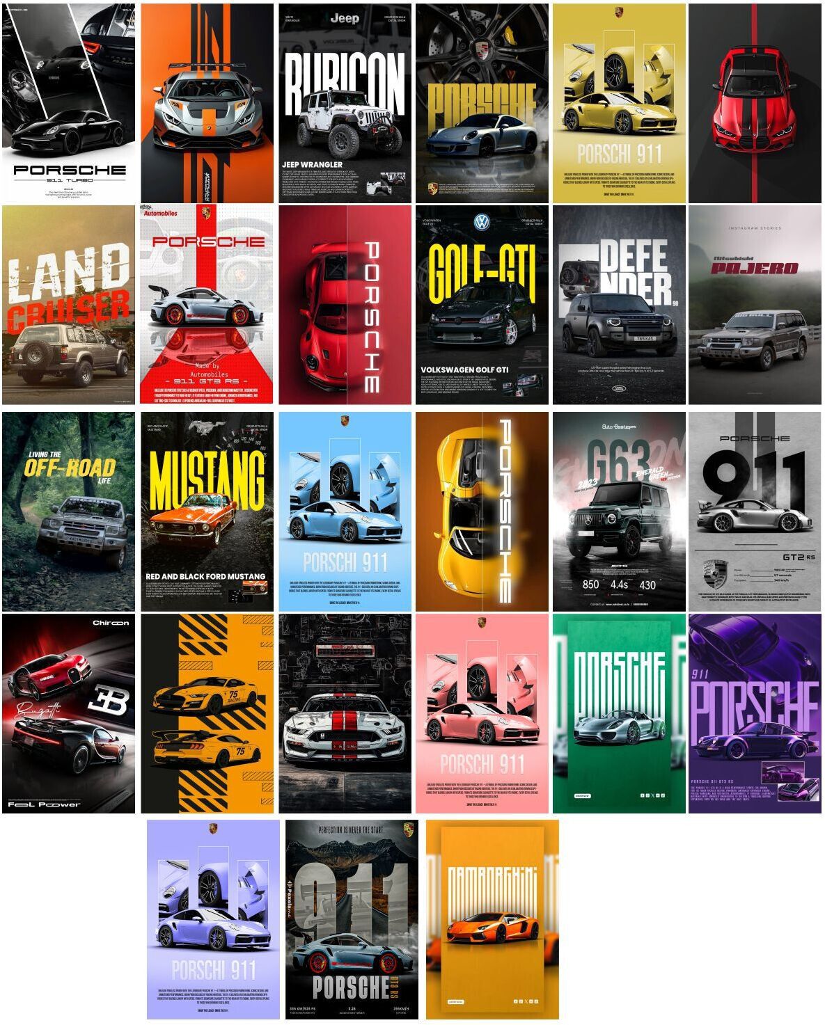 Pack of 27 Car Aesthetic Wall Collage Kit Posters | Posters for Wall Decoration | Wall Art For Bedroom, Office, Living room, Dorm room Photographic Paper -Gifting ideas- Photographic Paper
