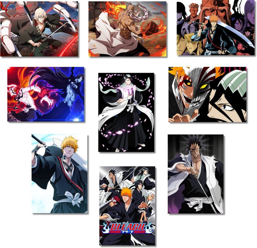 Bleach Posters Pack of 9 (10.5 x 14.8 cm) 300 GSM | Anime Bleach Wall Decor | Anime Wall Prints | Anime Posters | Anime Wall Collage Kit | Pinterest Wall Decor for Office, Living Room, Bed Room | Ichigo Kurosaki, Rukia Kuchiki, Kenpachi Zaraki (Pack of 9) Photographic Paper-image-24