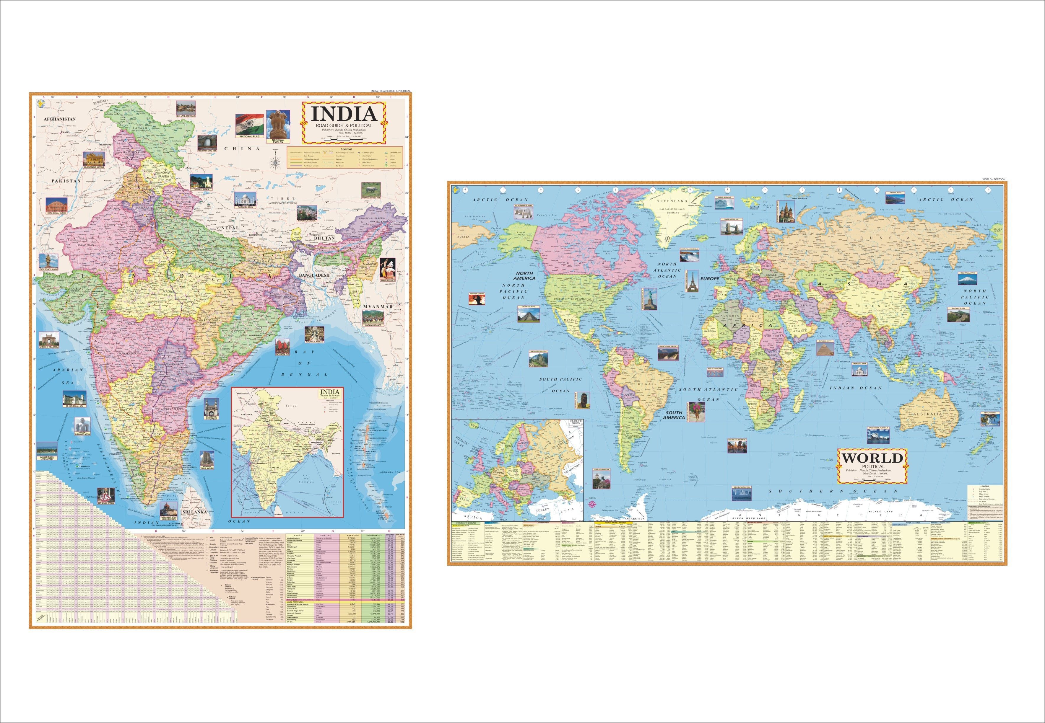 India & World Political Map (Pack of 2 Maps) Political English : size 28" x 40" inch (70 x 100 cms) : PAPER PRINT Paper Print-image-44