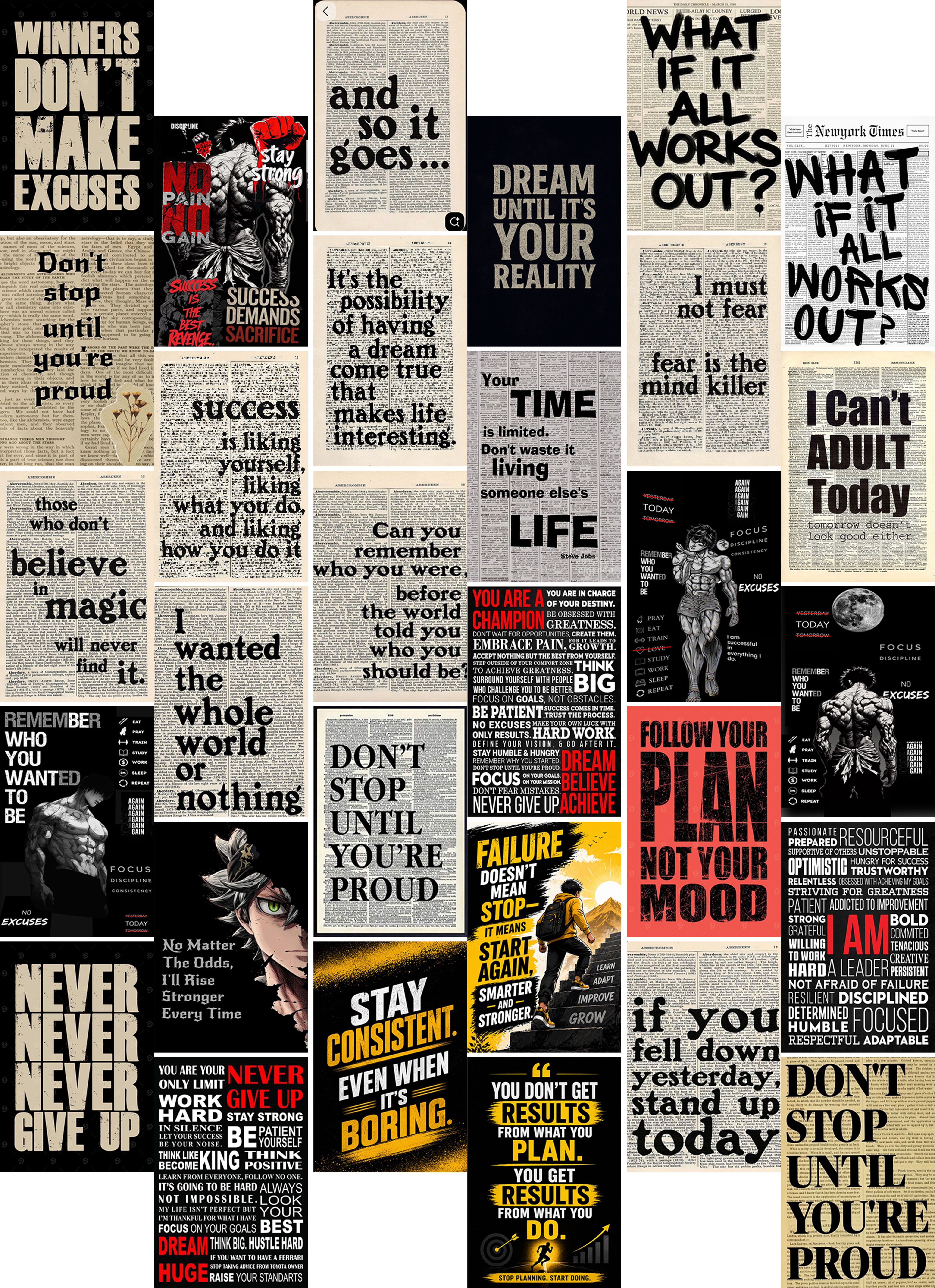 Motivational Poster Set of 30 (4x6 Inch) | Inspirational Quote Aesthetic Wall Art Prints | Success & Mindset Room Decor for Bedroom, Desk & Gallery Wall Paper Print-image-48