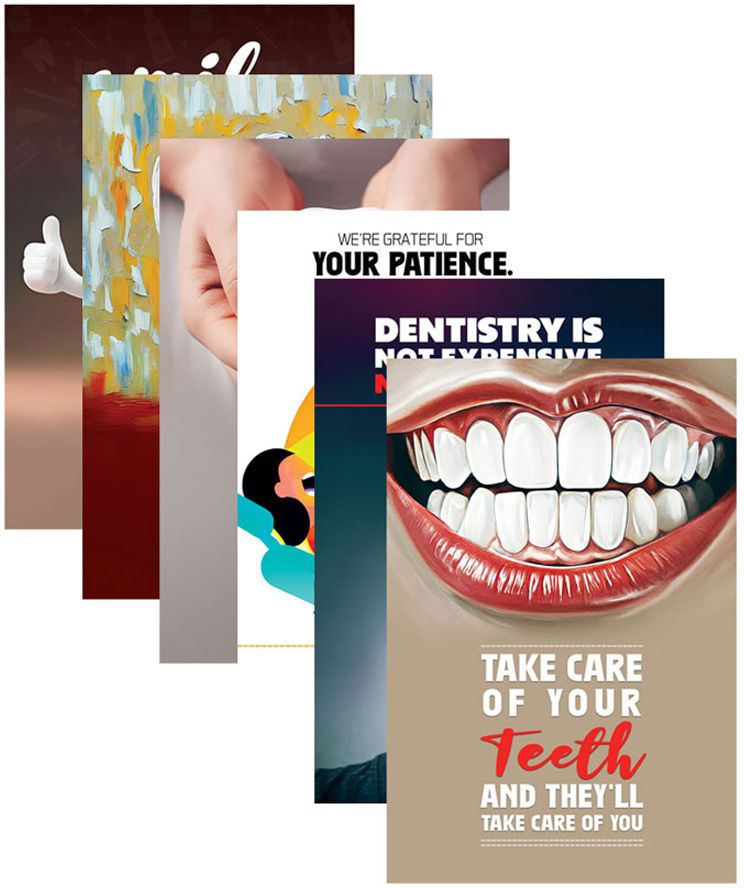 Dental Clinic Wall Decor, Dentist Reception Area Art Piece, Dental Clinic Wall Poster, Dental Care Teeth For Hospital, Pack Of 06, (Self-Adhesive) Vinyl-image-16