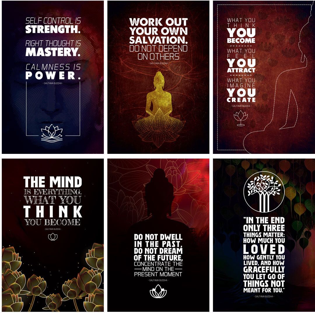 Lord of Buddha Wall Poster for Decoration, Spiritual Inspirational Quotes for Home, Office, Bedroom, Living Room, Dining Room, Kitchen, Bathroom, Yoga, Meditation, Pack of 06 Paper Print-image-47