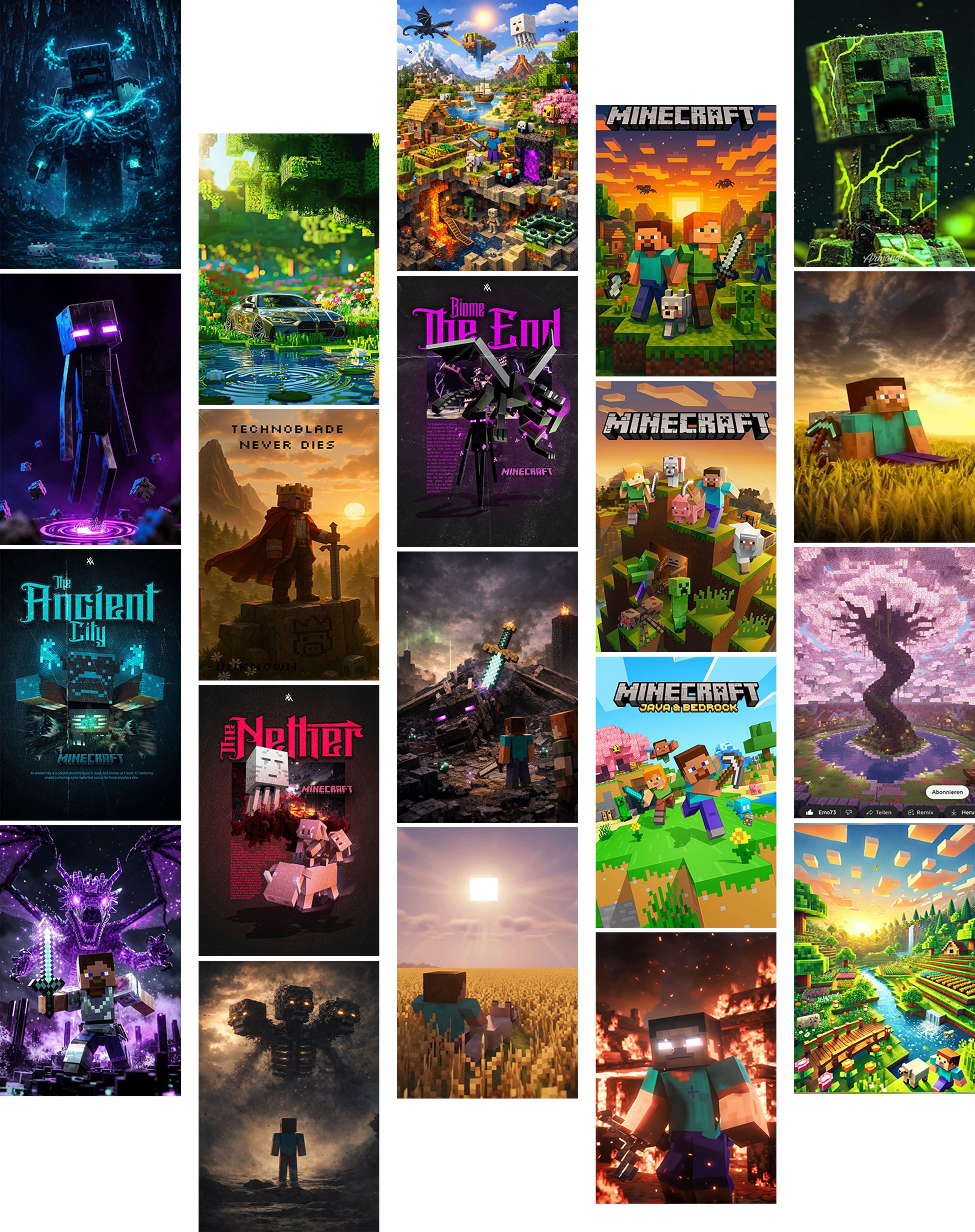Minecraft Poster Set of 20 (4x6 Inch) | Pixel Gaming Aesthetic Wall Art Prints | Gamer Room Decor for Bedroom, Desk & Gallery Wall Paper Print-image-40
