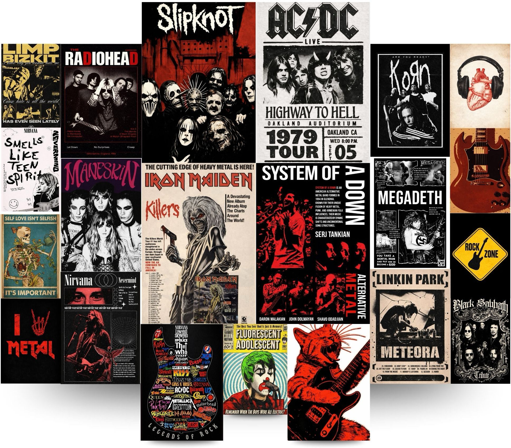 Rock & Metal Band Posters Set of 21 | A4 A5 A6 Multi Size Wall Collage Kit | Music Wall Decor for Boys Room, Hostel & Gaming Setup | Perfect Gift for Teen Boys & Music Lovers Fine Art Print-image-13