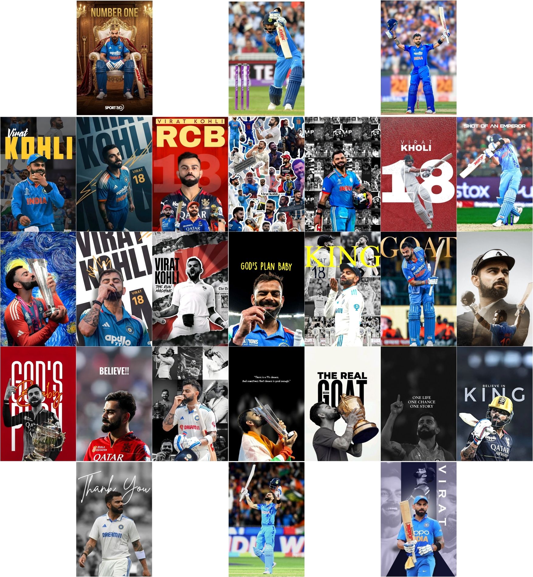 Pack of 27 Virat Kholi Legend Art Wall Collage Kit Posters (4 x 6 Inches) | Wall Art for Bedroom, Living Room, Office | Small Posters for Room Decoration | Sports Wall Decor | Cricket Player Poster Set Paper Print-image-15