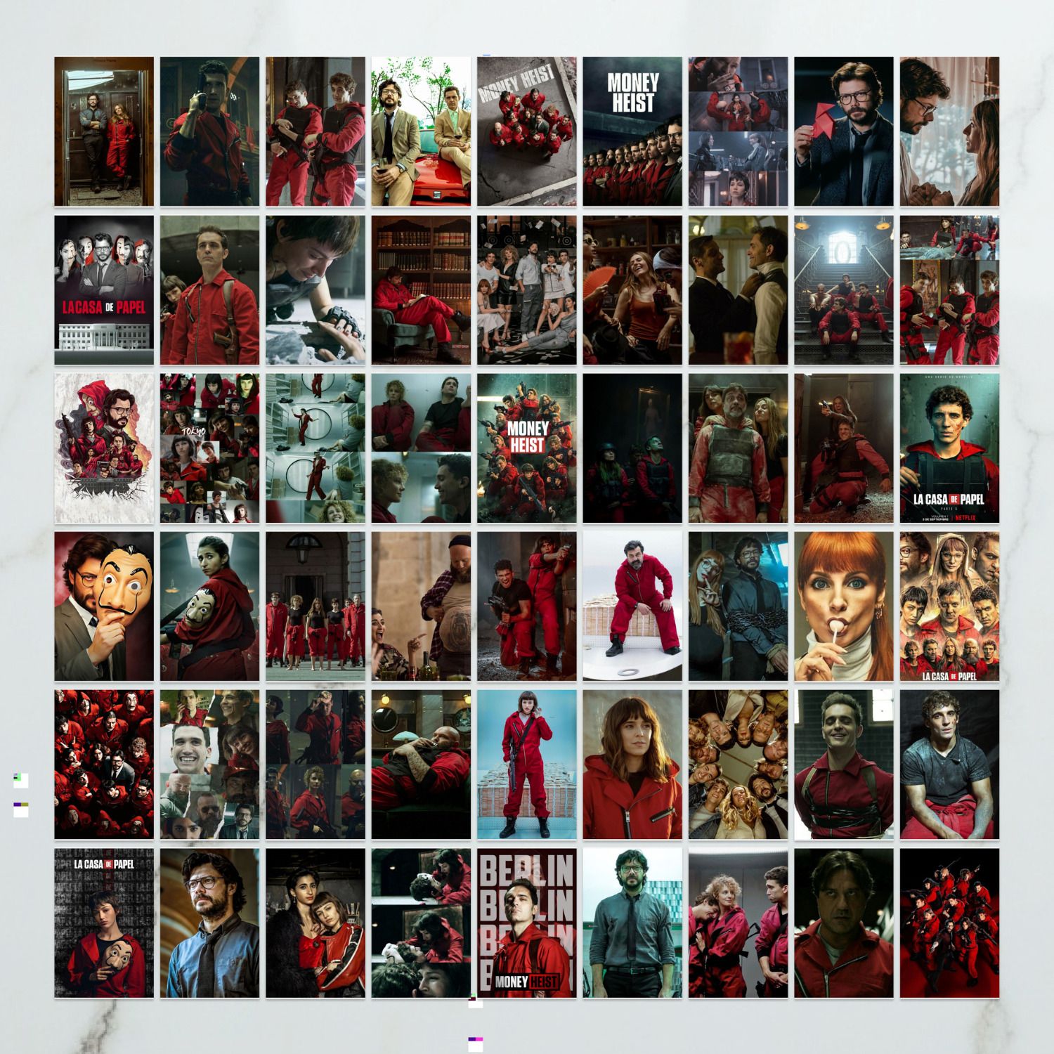 faztroo Money Heist Posters Collage Set of 54 | 4x6 Inch La Casa De Papel Wall Decor | Money Heist Wall Art, Aesthetic Room Decoration & Gift for Fans Fine Art Print-picture-23