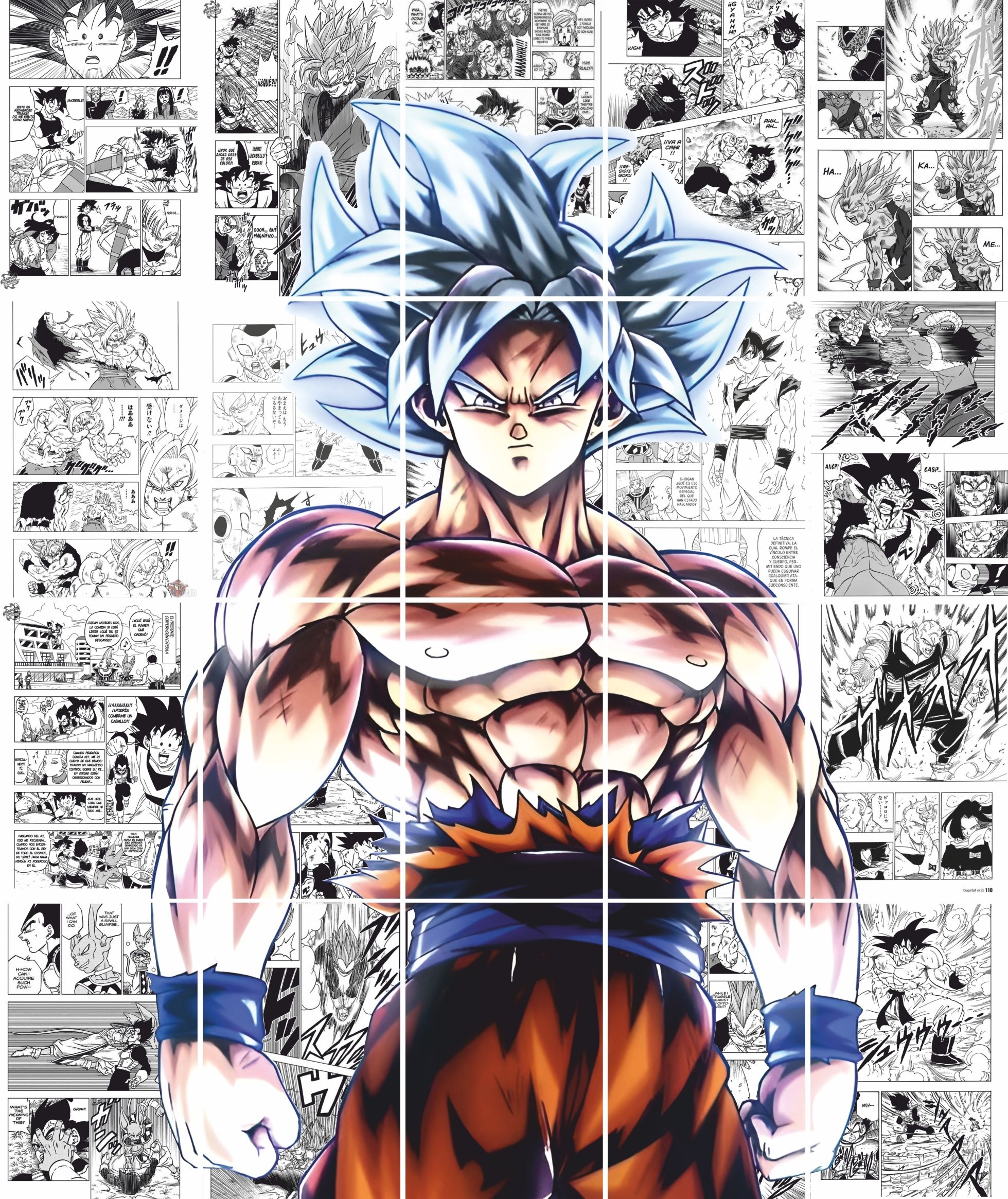 decor villa Goku Ultra Instinct transformation Anime Manga Collage Poster Set - Set of 20 (10 cm x 15 cm of each poster), Self-Adhesive, Premium-Quality Posters, Pvc Vinyl / Posters For Anime Fans - Multicolor 61x53 cm Size (Goku) Vinyl-picture-6
