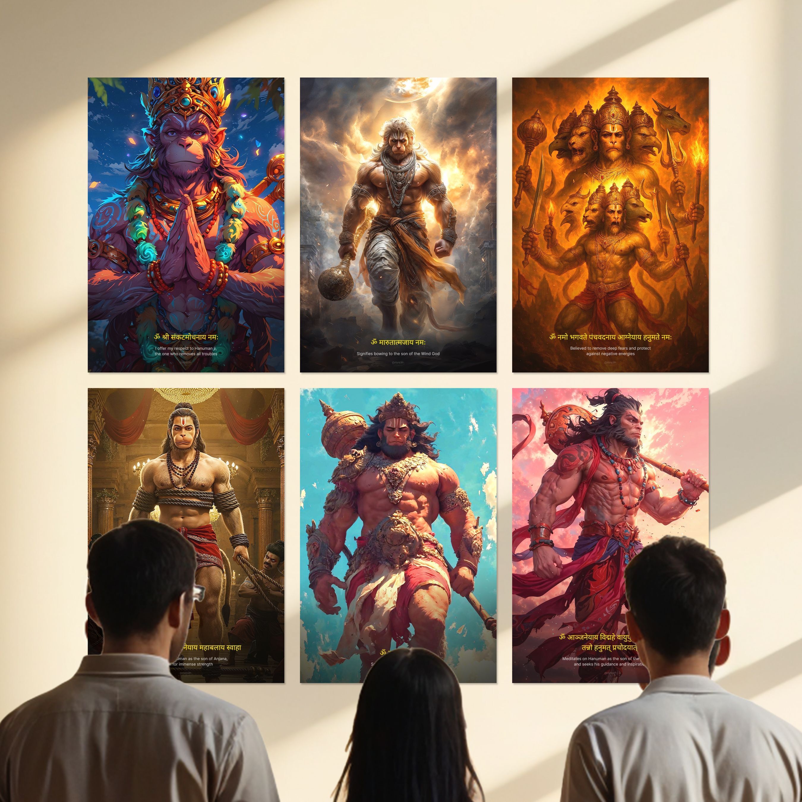 Hanuman Ji Posters Set of 6 | 12x18 Inches Premium Wall Posters | Bajrangbali, Sankat Mochan, Ram Bhakt Hanuman Wall Art for Home, Temple & Spiritual Decor Fine Art Print-image-29