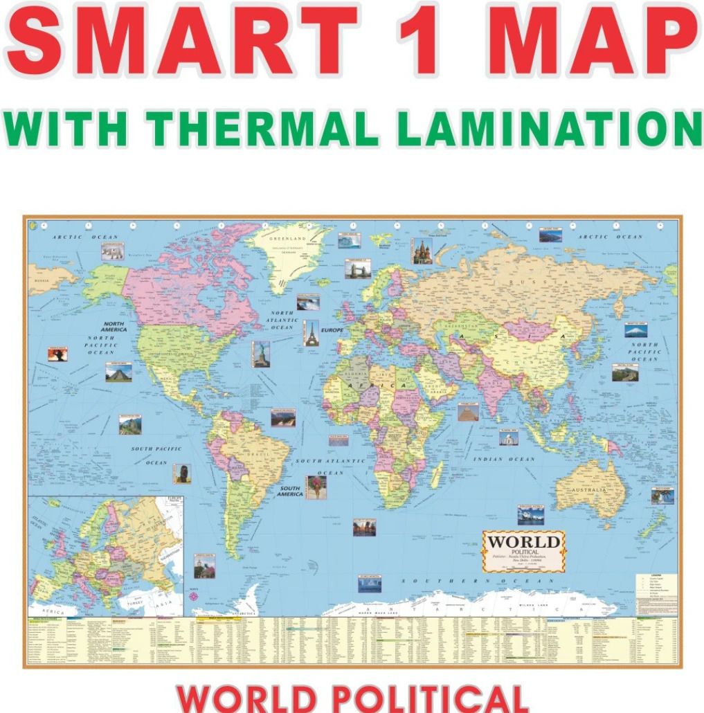 smartbookspublishers ENGLISH POLITICAL MAP OF WORLD | Laminated English Map | Map Size (40inch * 28inch Rolled in Safety Cardboard Tube) Paper Print | Best Useful for UPSC, SSC, IES and other competitive Exams. Paper Print-picture-26