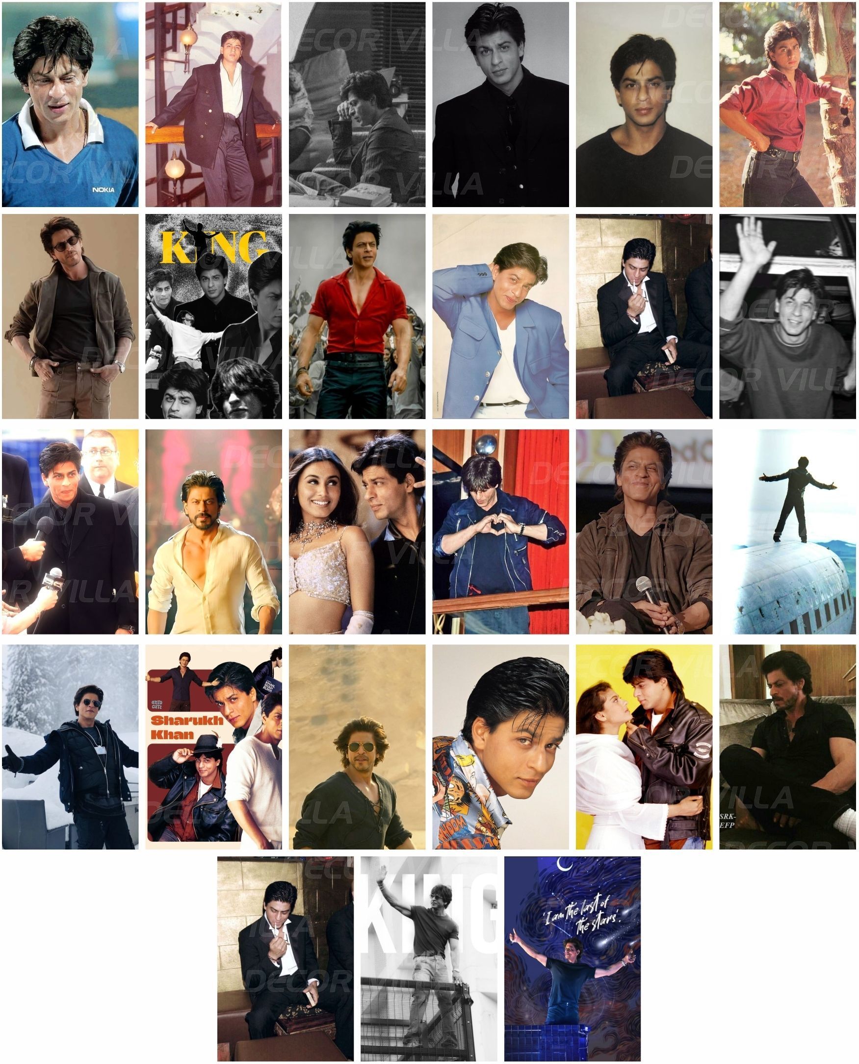 Shah Rukh Khan (SRK) Aesthetic Wall Collage Kit – Set of 27 Premium Mini Posters (4x6 Inch) | 300 GSM High-Gloss Cardstock Double-Sided Tape Included for Room Decor Photographic Paper-image-20