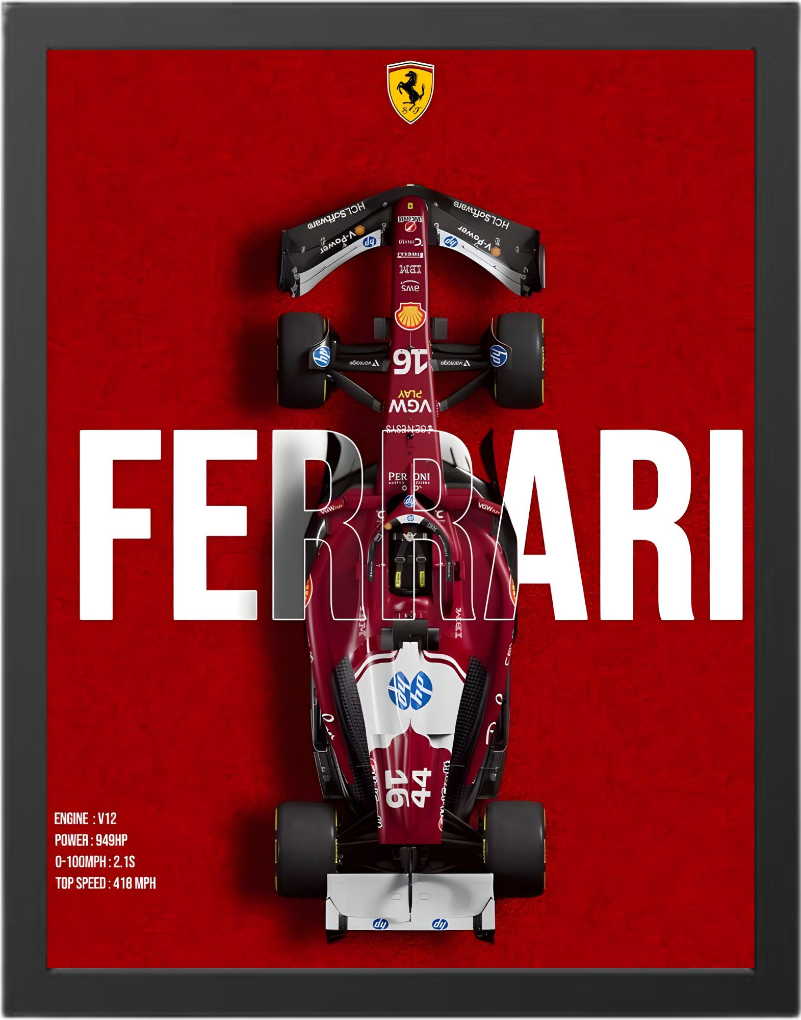 nitlok Ferrari Formula One Wall Frame Poster | F1 Racing Car Poster Art for Bedroom, Living Room & Office | A4 Size | Framed Ferrari Formula 1 Poster Gift for Men, Boys & Motorsport Fans Fine Art Print-picture-27