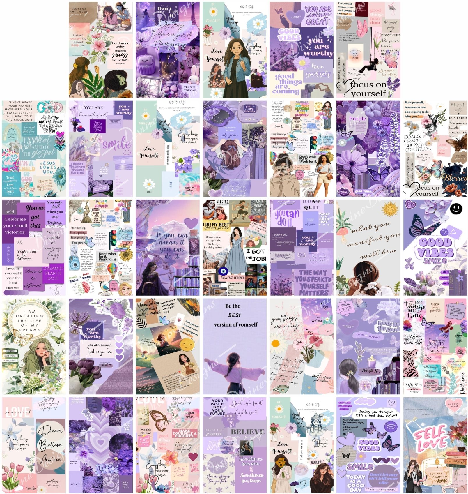 Pack of 33 Be The Best Vibes Wall Collage Kit Posters | Posters for Wall Decoration | Wall Art For Bedroom, Office, Living room, (6 inch X 4 inch) Set of 33 Be The Best Vibes Prints Vinyl-image-19