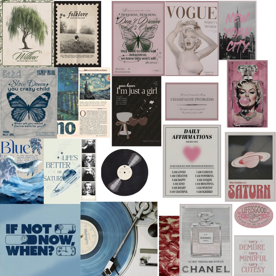 Aesthetic Posters Pack of 35+(4x6inch each), Vintage Wall Art Collage Kit, Fashion and Music Themed Prints, Room Decor for Bedroom and Dorm Photographic Paper-image-6