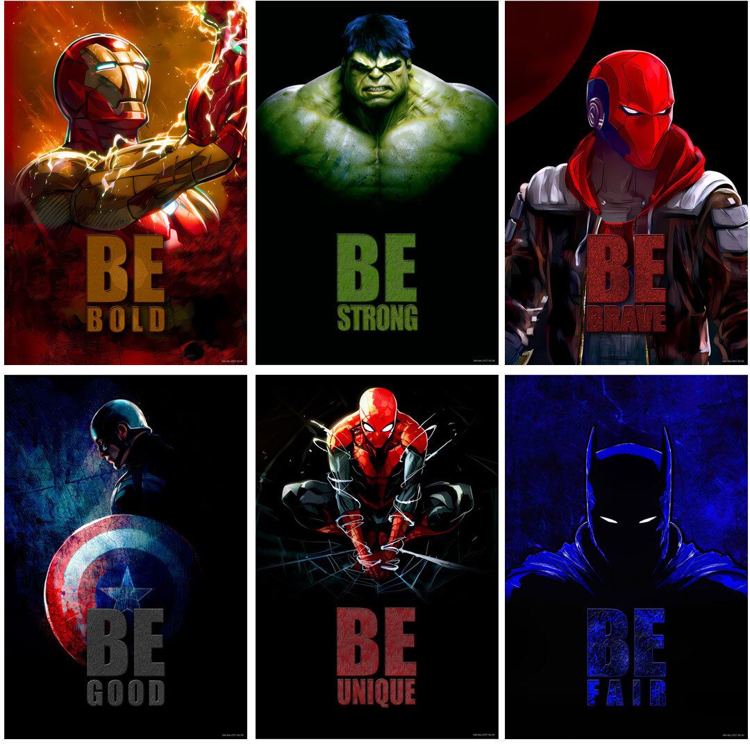 Superhero's Wall Posters and Inspirational, Motivational Quotes, (Iron Man, Batman, Dead Pool, Superman, Spiderman, Hulk) for Office, Home and gym, Pack of 06 Paper Print (18 inch X 12 inch), Rolled Paper Print-image-46