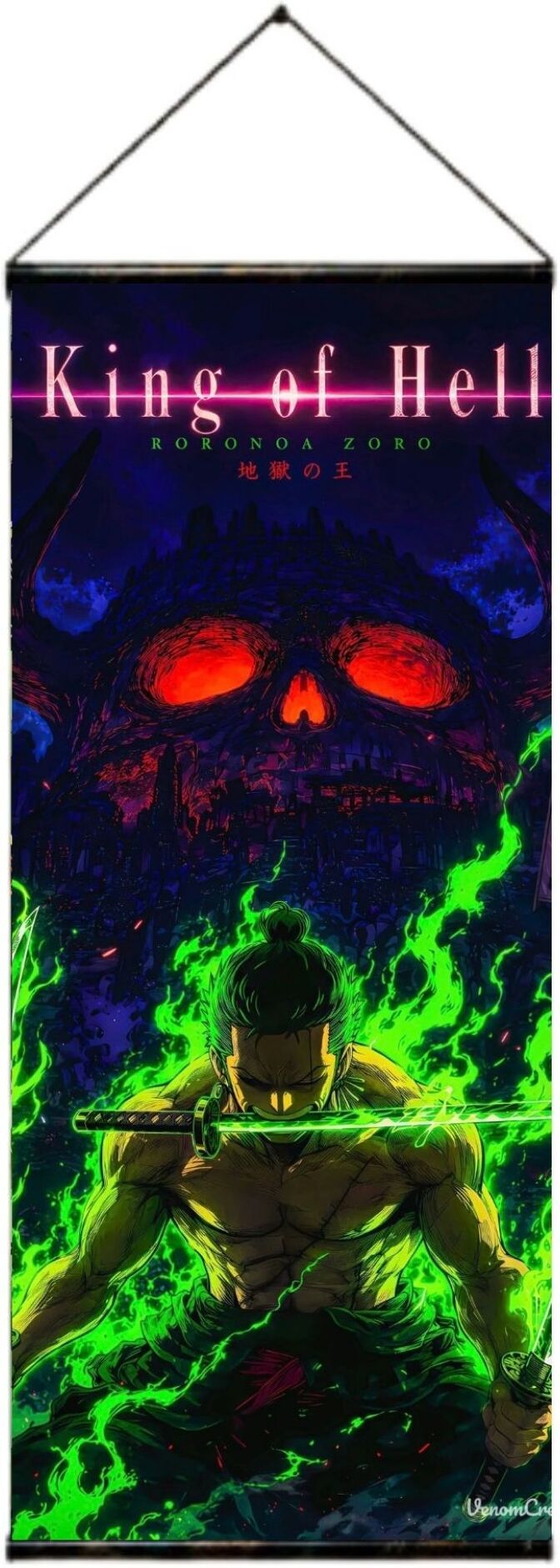Roronoa Zoro King of Hell VENOM CROWN Anime Wall Scroll Hanging Poster | One Piece Theme, Vivid Artwork, Ready to Hang, Room Decor 3D Poster-image-8