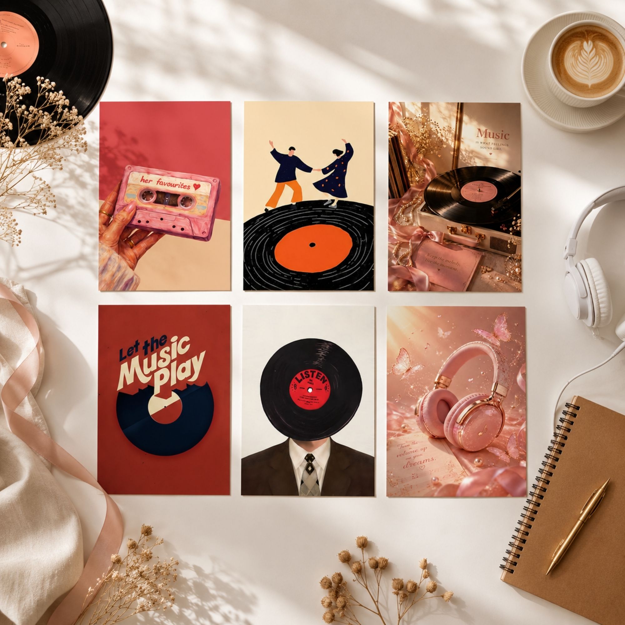 Music Theme A4 Wall Art Poster Set of 6 | 300 GSM Premium Matte Paper | Unframed Modern Aesthetic Room Decor for Bedroom, Living Room, Office & Studio | 21 x 29.7 cm Paper Print-image-44