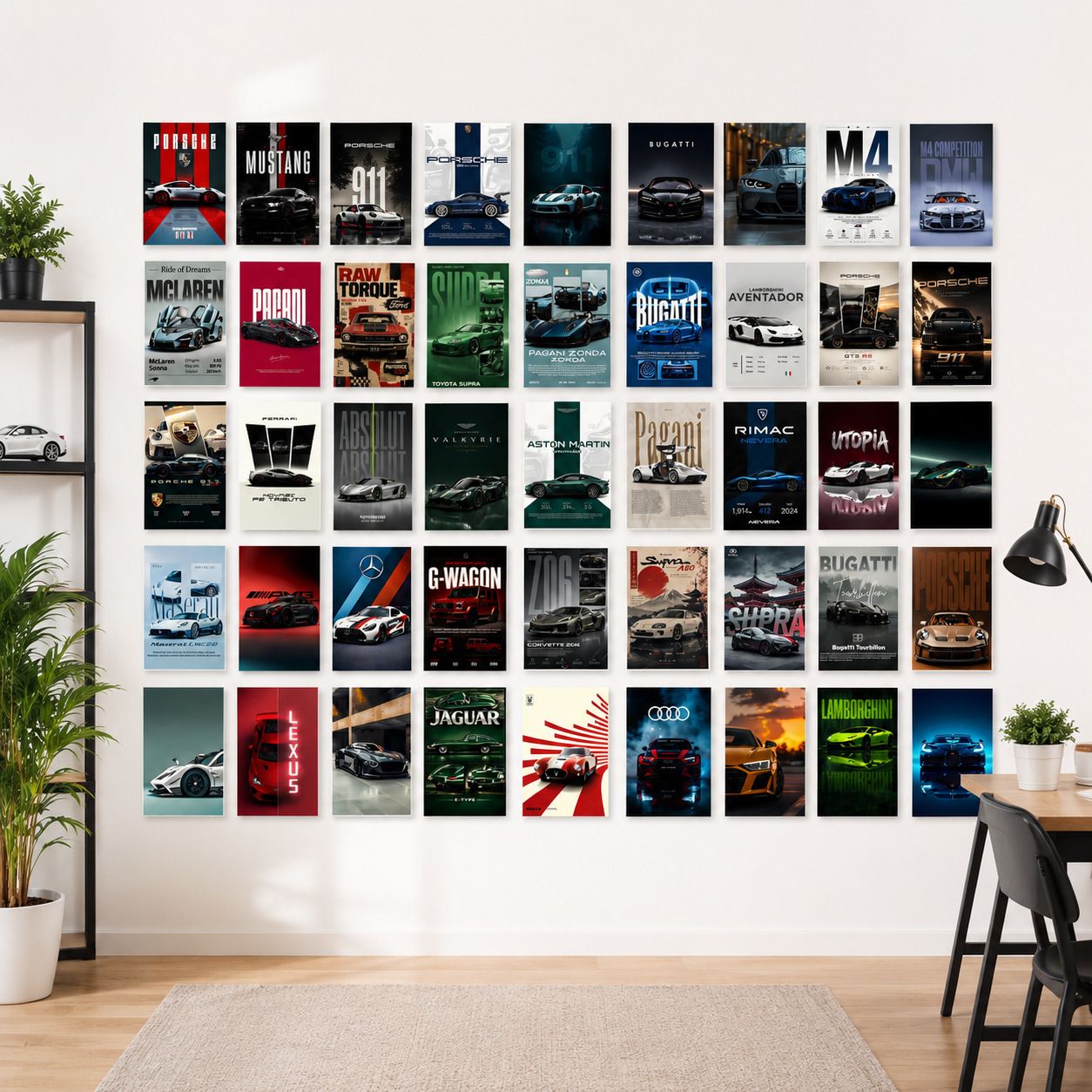 Car Poster Stickers Pack of 45 | 6x4 Inch Automotive Wall Posters for Bedroom, Gaming Room & Office Decor | 300 GSM Premium Matte Paper Prints Paper Print-image-19