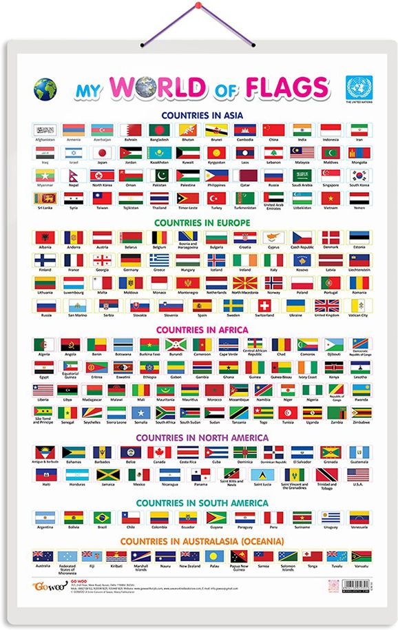 My World of Flags Early Learning Educational Chart for Kids :- Colourful Country Flags Poster for Preschoolers, Fun Geography Wall Chart for Classroom Display Paper Print-image-18