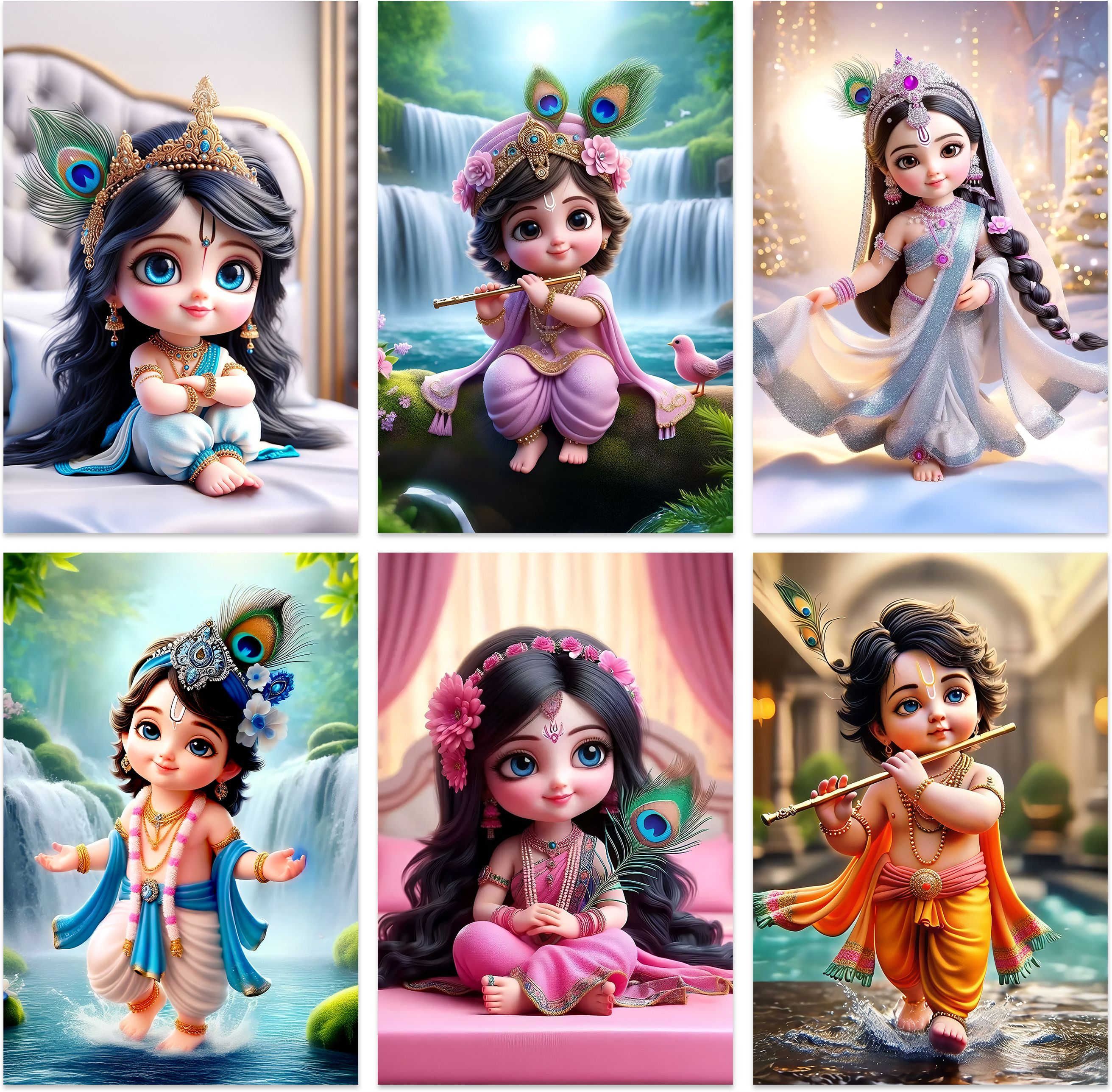 Cute Baby Radha krishna poster for Pregnant Women Photographic Paper