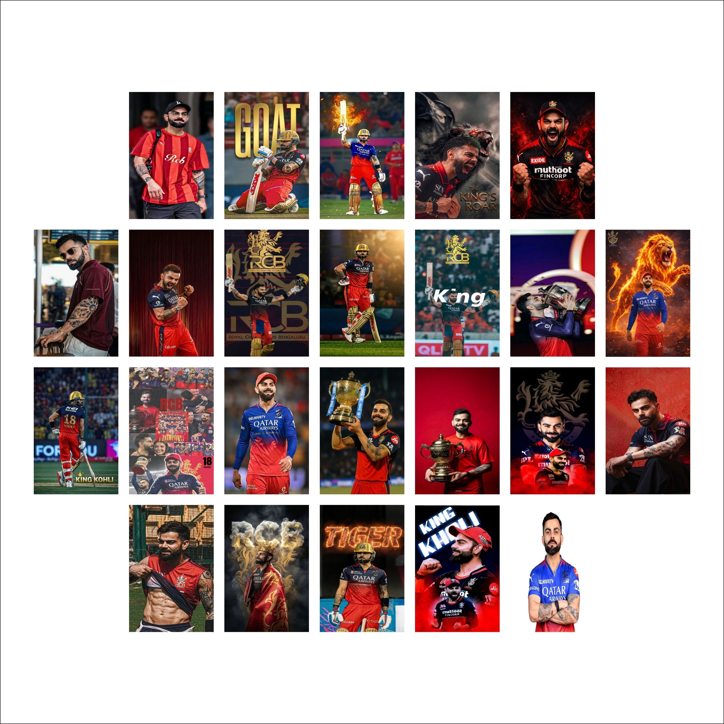 the decor house Pack of 24 Virat Kohli Wall Collage Kit Posters | Posters for Wall Decoration | Wall Art For Bedroom, Office, Living room, (6 inch X 4 inch) Vinyl-picture-15