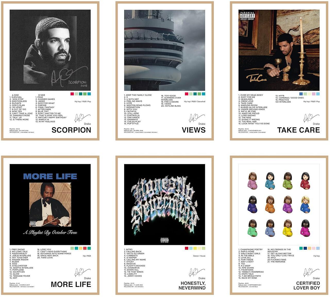 codersparadise Pack of 6 - Drake Music Album Art Wall Posters 8x12 inch (A4 Size) Included Glue dots Wall Decor Posters Wall Art For Bedroom, Living room, Office Fine Art Print-picture-10