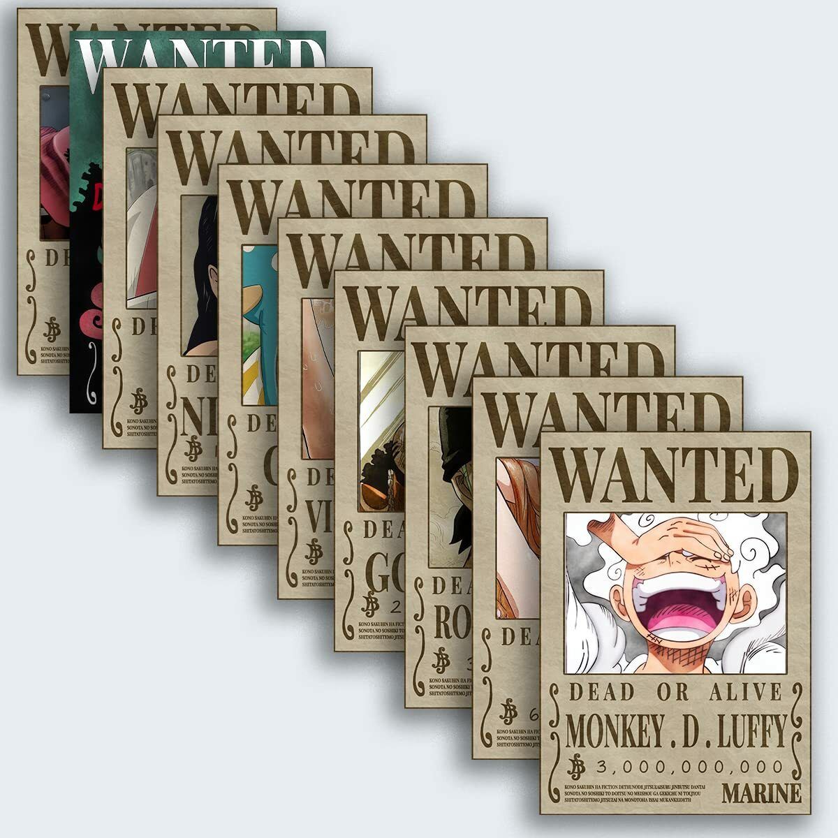 Pack Of 10 One Piece straw hat pirates wanted poster Luffy Gear 5 Size 8X10 inch AniME Poster Fine Art Print-image-12