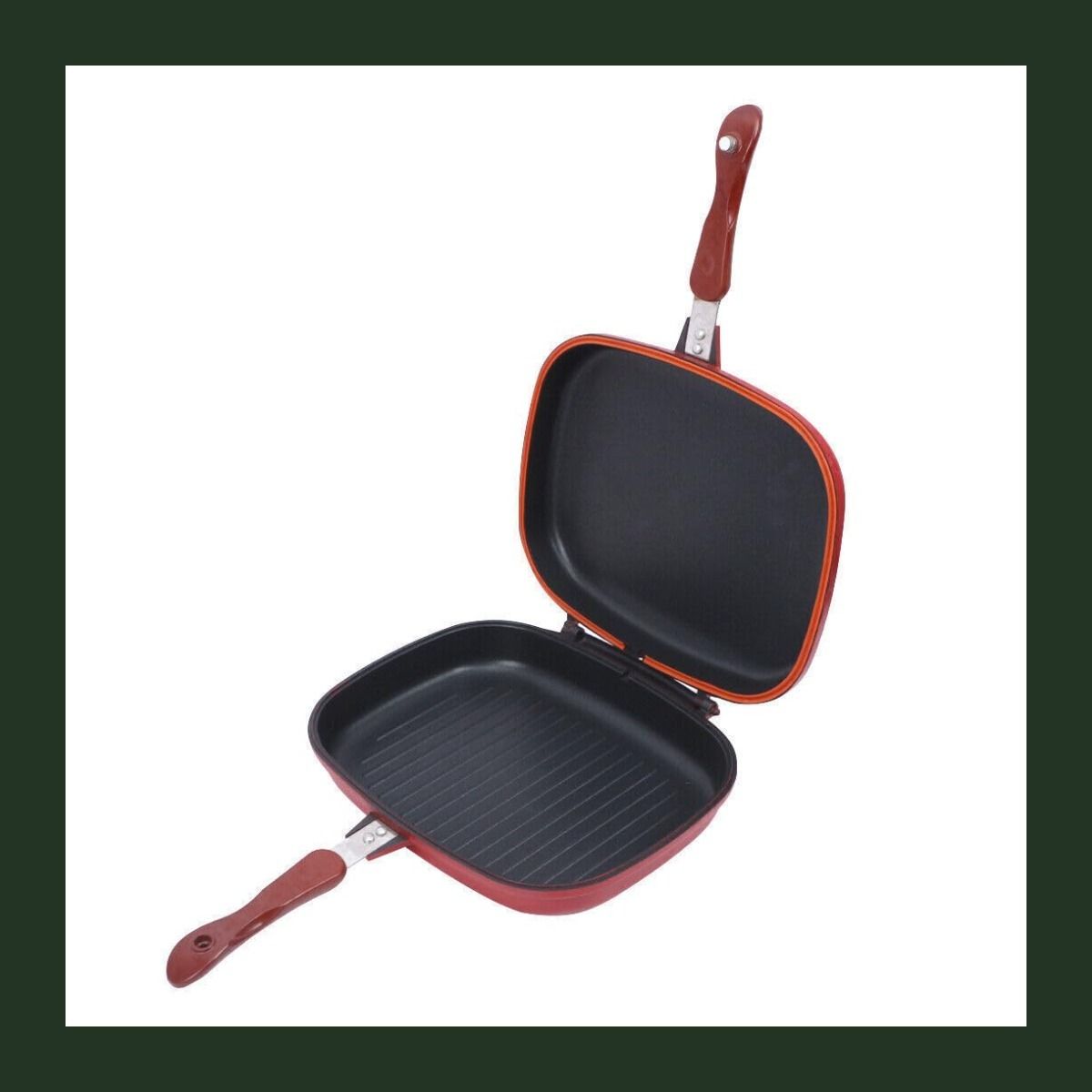 Double Sided Multi Purpose Nonstick Grill Pan with Strong Magnetic Handles.20 Fry Pan 43 cm diameter with Lid 1 L capacity-image-29