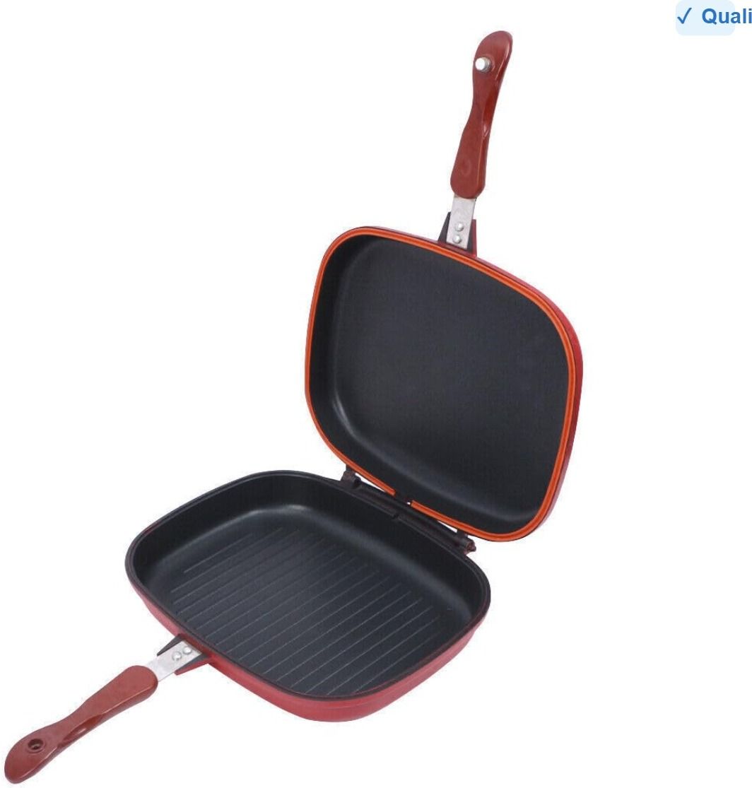 Happycall Double Sided Ceramic Titanium Multi Purpose Nonstick Pan - Flip Square Fry Pan 43 cm diameter with Lid 1 L capacity-image-39