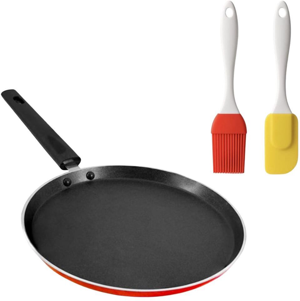 Non-Stick Flat Pan – Ideal for Dosa, Roti & More With 2 Silicone oil Brush Tawa 24 cm diameter with Lid