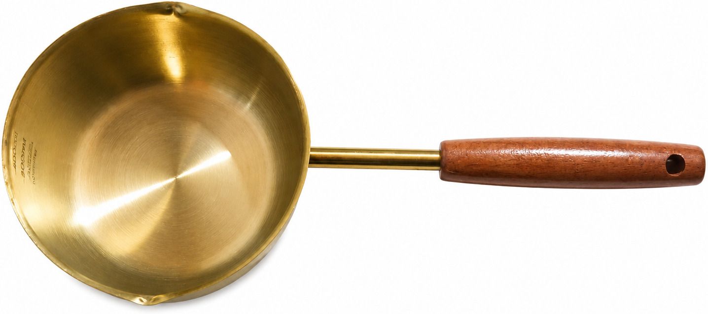 yopple Golden Stainless Steel Milk Pan with Wooden Handle | Butter Warmer Sauce Pan Milk Pan 26 cm diameter 0.4 L capacity-picture-4