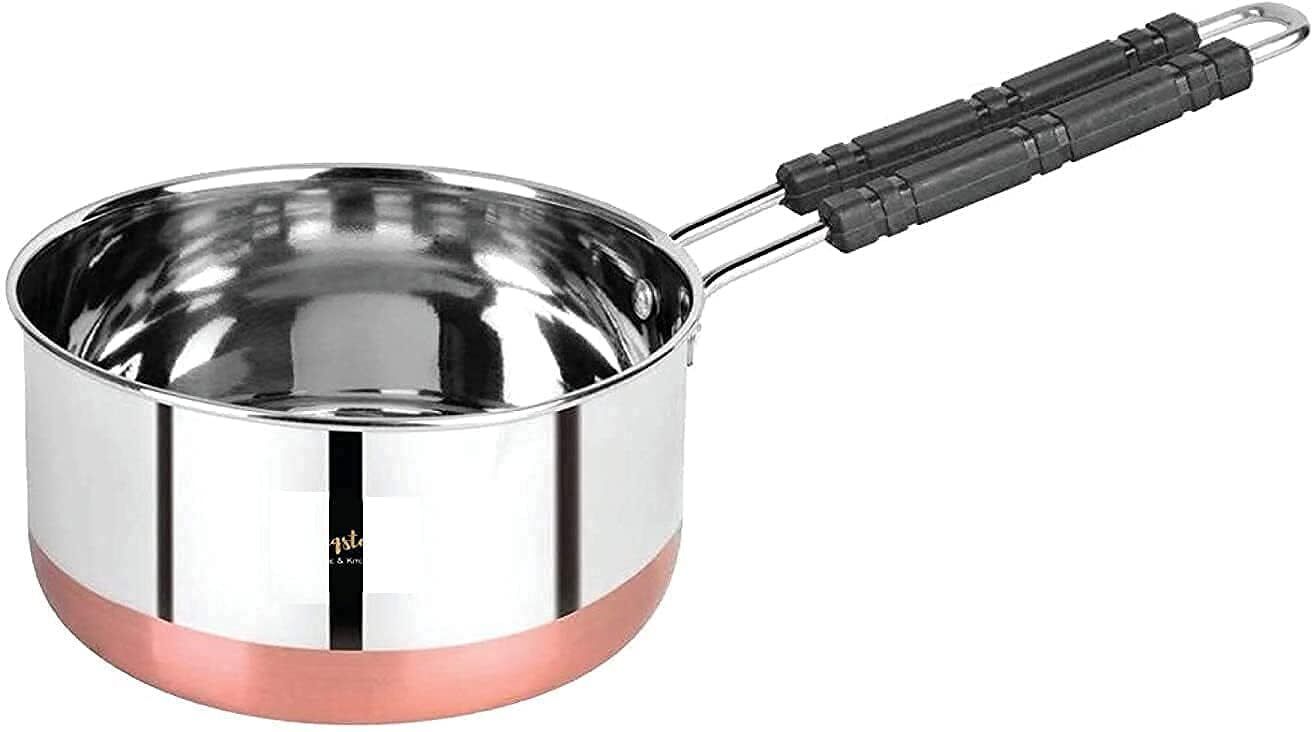 Duodeno Duodeno Stainless Steel Copper Bottom Sauce Pan with Handle Sauce 3L Sauce Pan 28 cm diameter with Lid 3 L capacity-image-44
