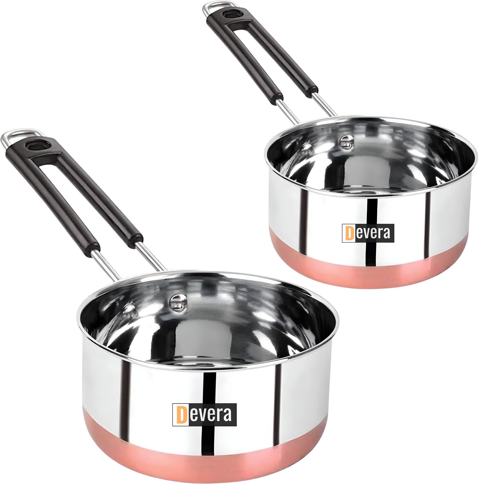 Tea & Milk Pot with Handle Chai Maker Saucepan Set of 2 1000 & 1500ml Silver Sauce Pan 16 cm, 17 cm diameter 1 L, 1.5 L capacity-image-48