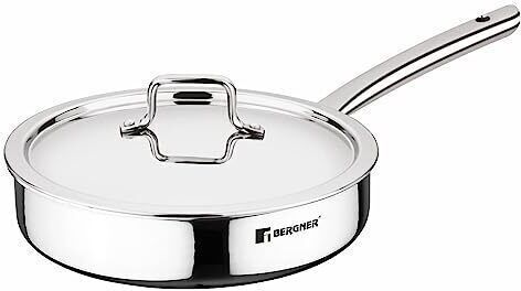bergner Tripro Triply Stainless Steel Sautepan | Less Oil Use | Induction Bottom Saute Pan 22 cm diameter with Lid 2 L capacity-picture-29
