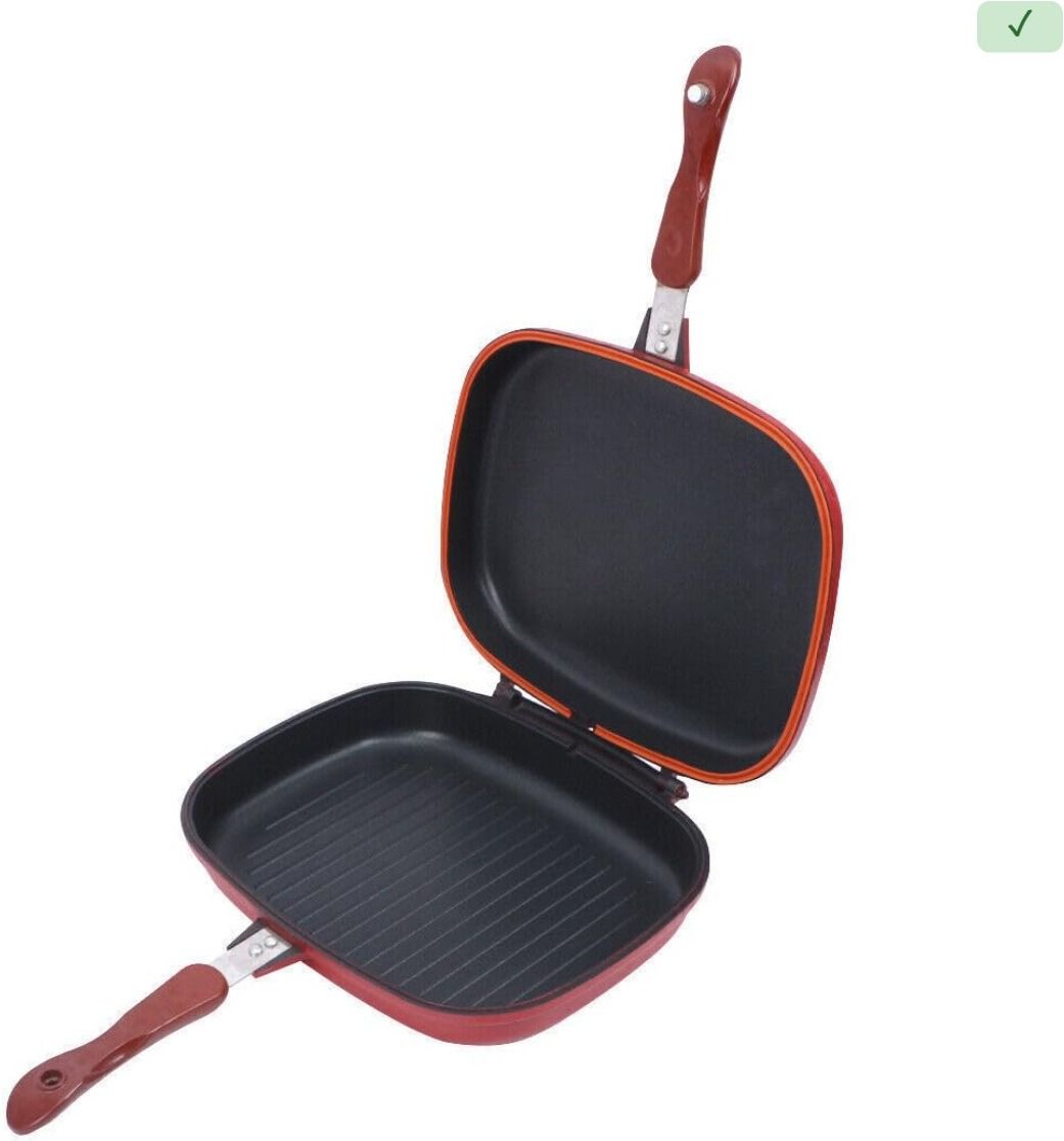 Double-Side Foldable Ceramic Coating Non-Stick Grill Happy Call Frying Pan.5 Fry Pan 43 cm diameter with Lid 1 L capacity-image-28